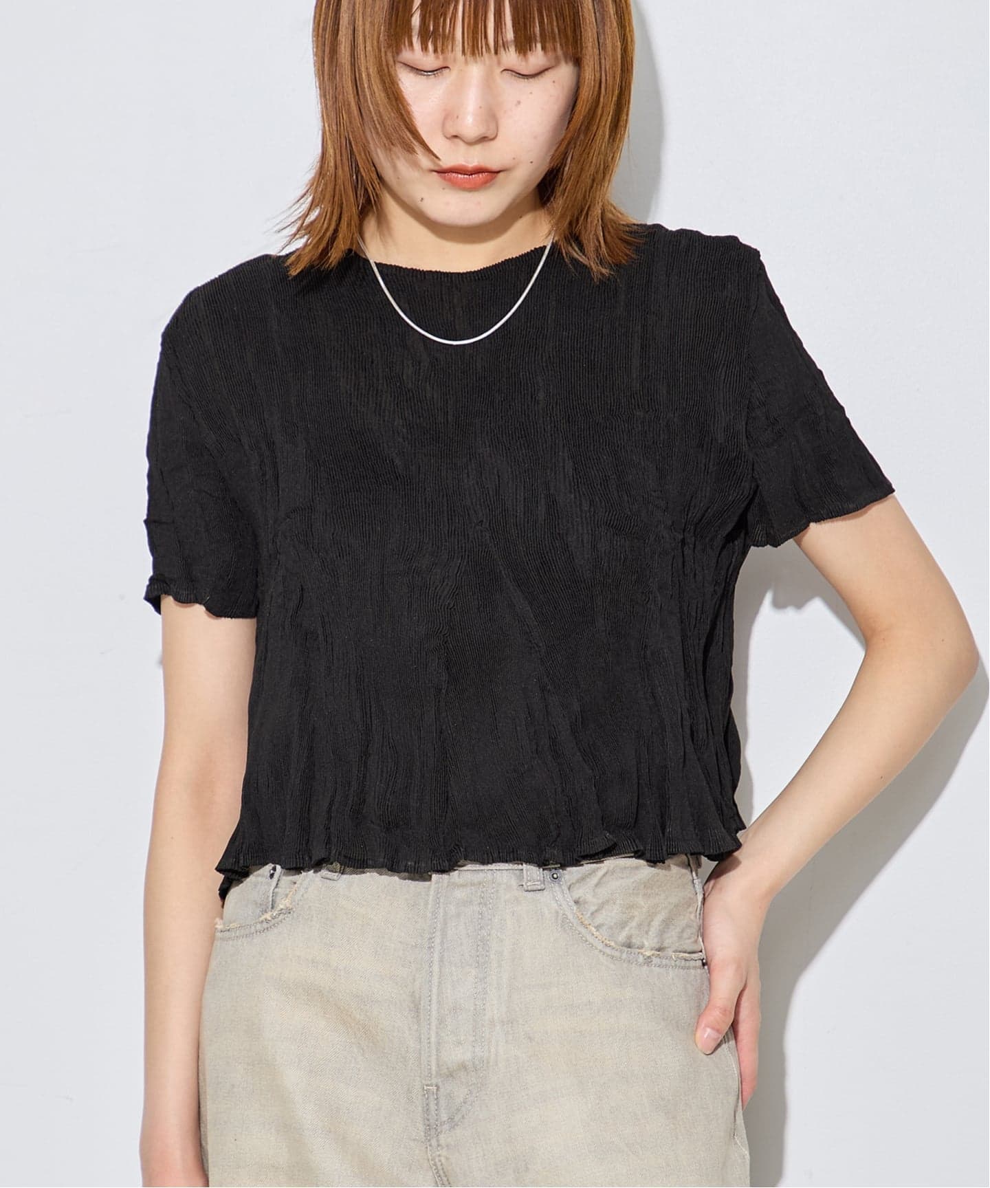ゴンディッドデザインCarry Over_Wavy_Crop Top Gongdid Design】 Carry Over_Wavy_Crop Top：トップス（Tシャツ