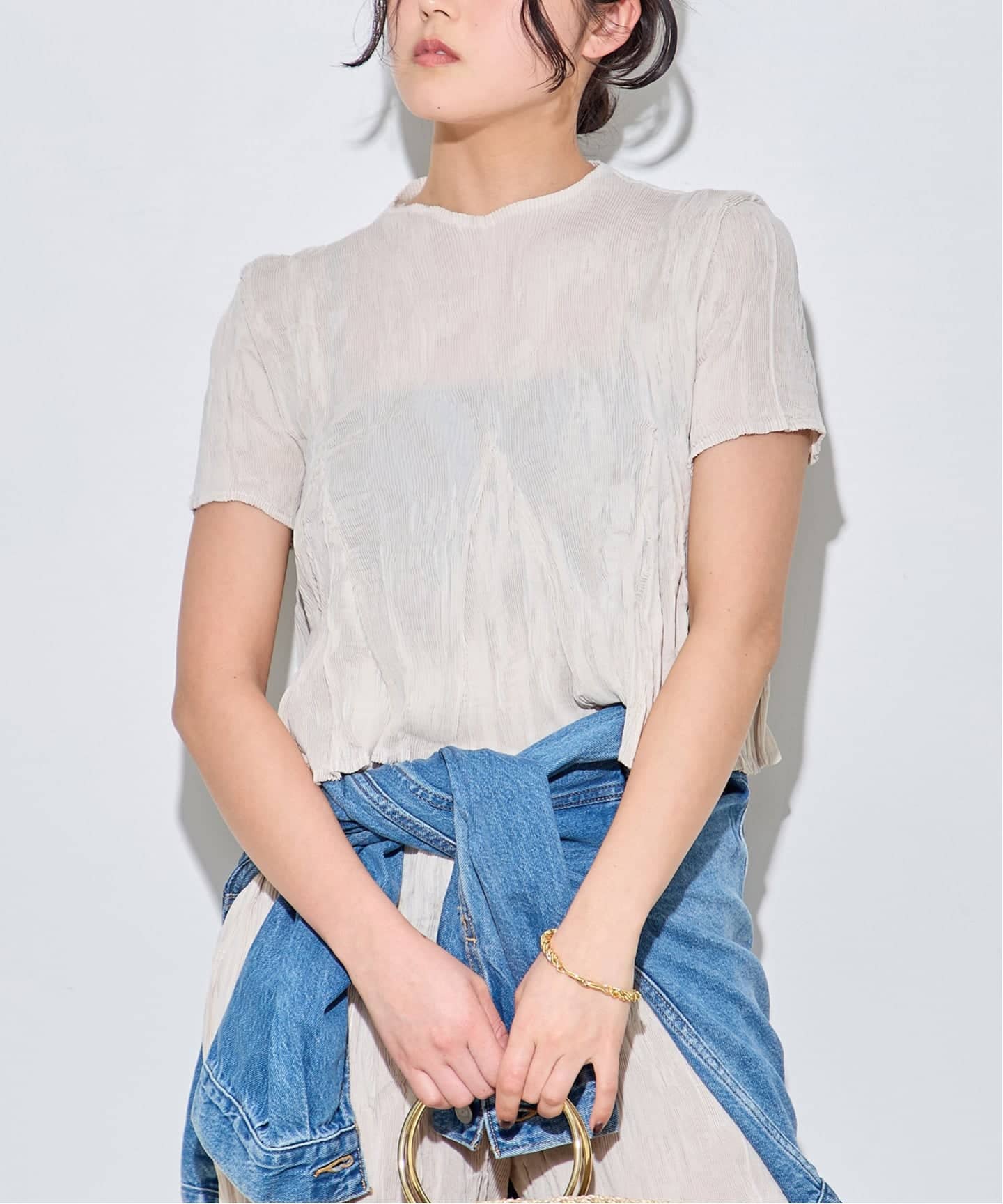 Gongdid Design】 Carry Over_Wavy_Crop Top：トップス（Tシャツ