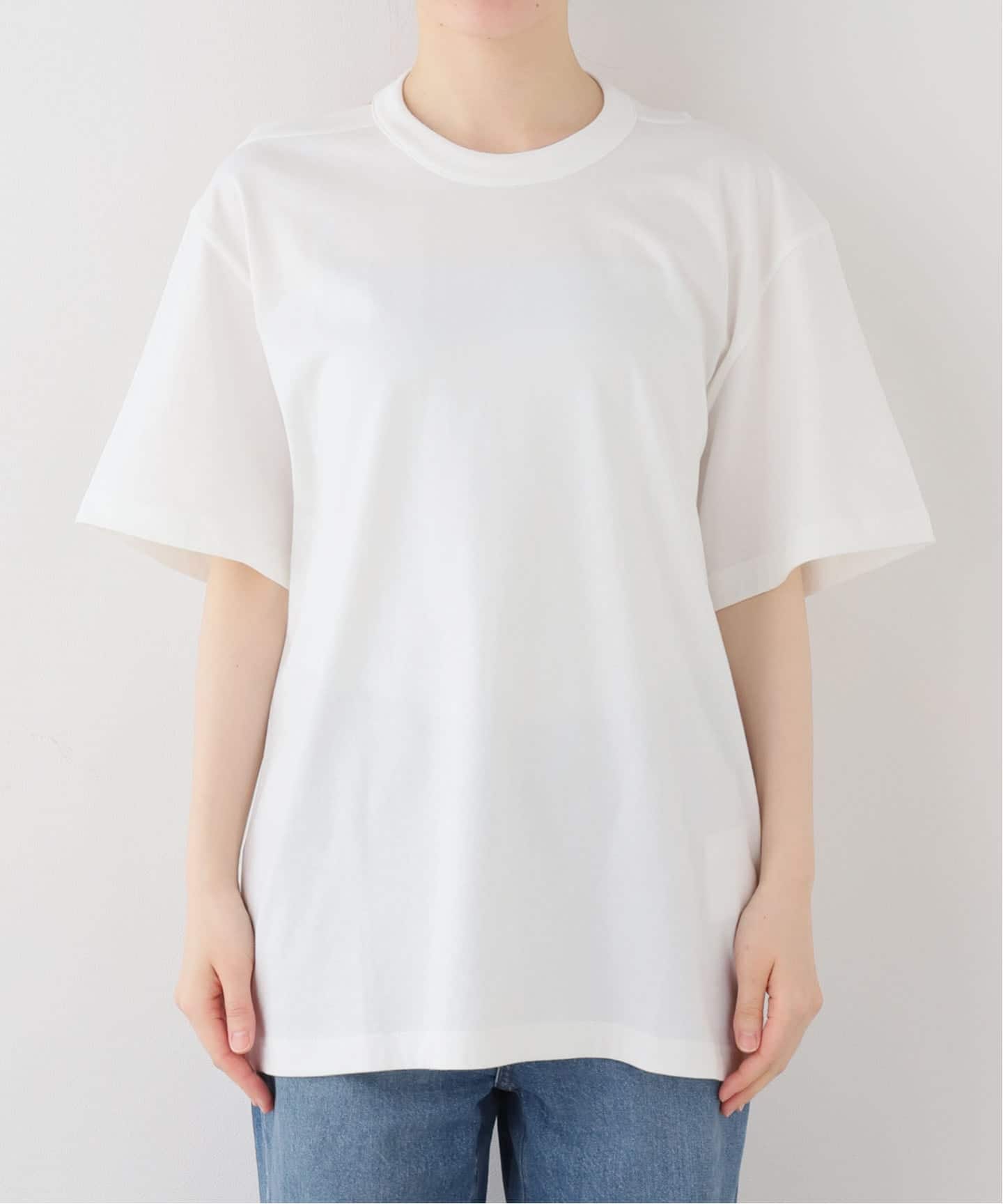 6838 アンスクリア　半袖カットソー　オープンショルダー　ホワイト INSCRIRE /アンスクリア】Raffy Gauze 2-Way Tシャツ（Tシャツ