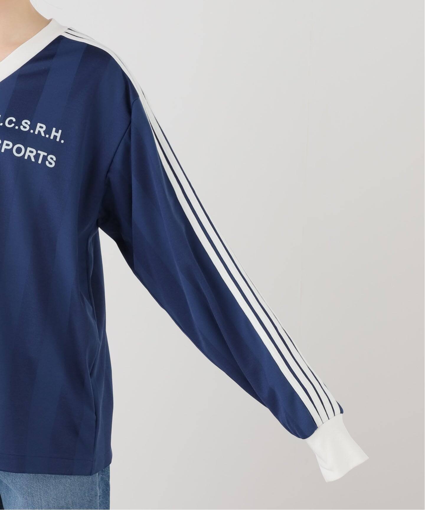 INSCRIRE /アンスクリア】Stripe Uniform V neck Tee：カットソー（T