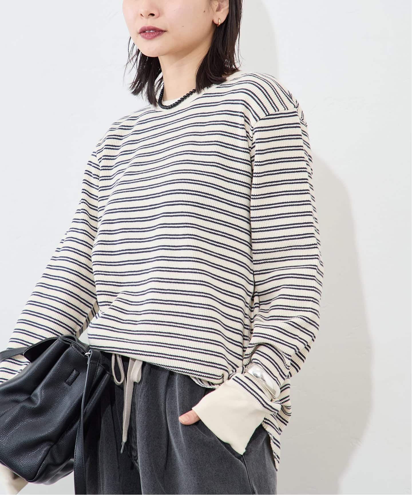 ワッフルボーダープルオーバー（Tシャツ／カットソー）｜JOURNAL
