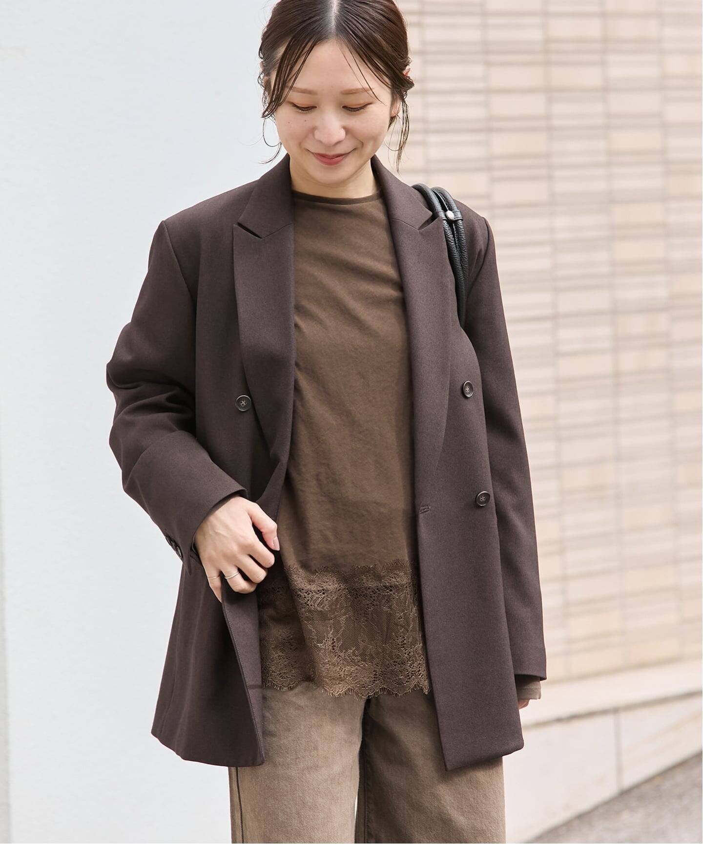 レースヘム クルーネックシアーロングT（Tシャツ／カットソー