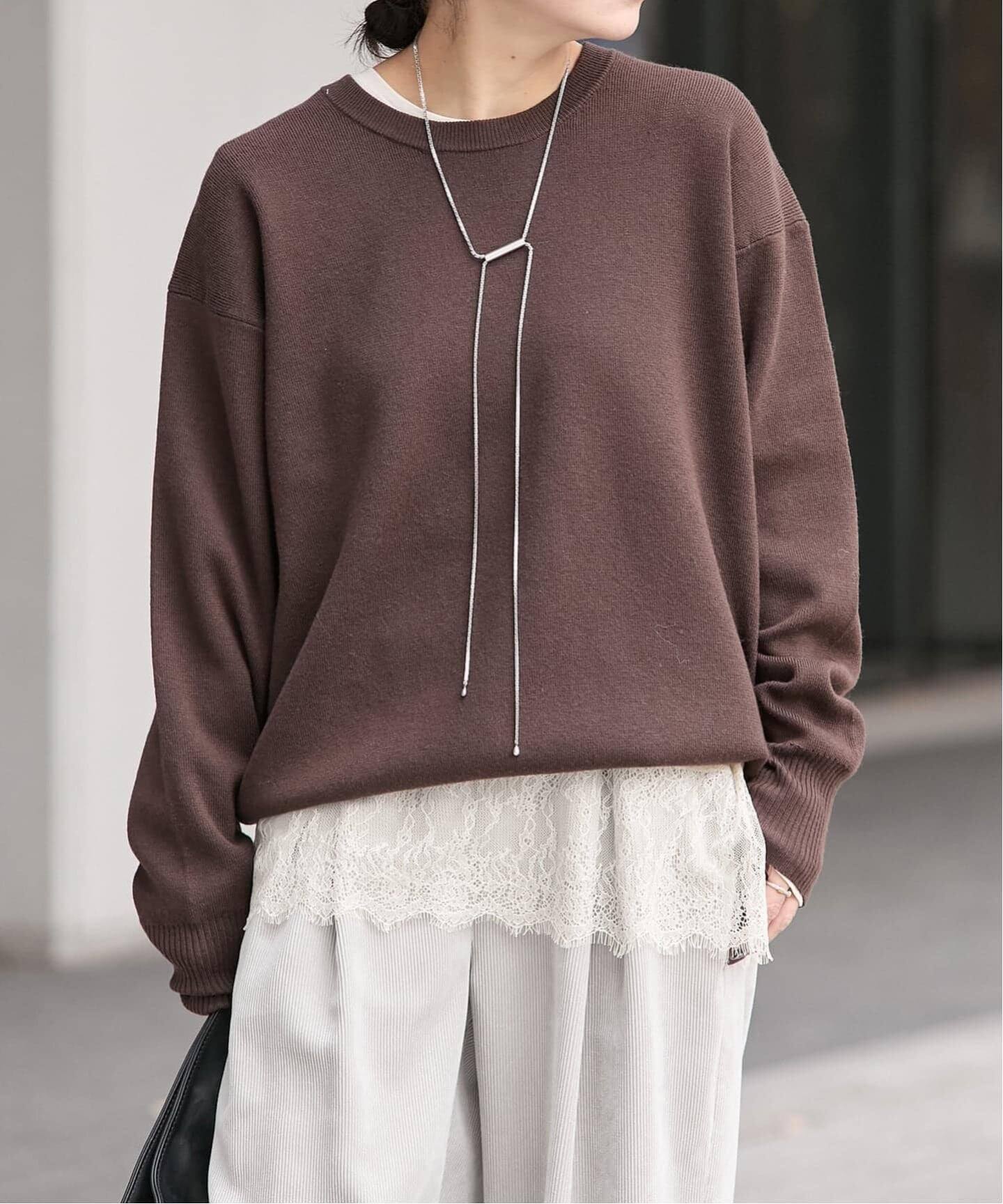 追加5》レースヘム クルーネックシアーロングT（Tシャツ／カットソー