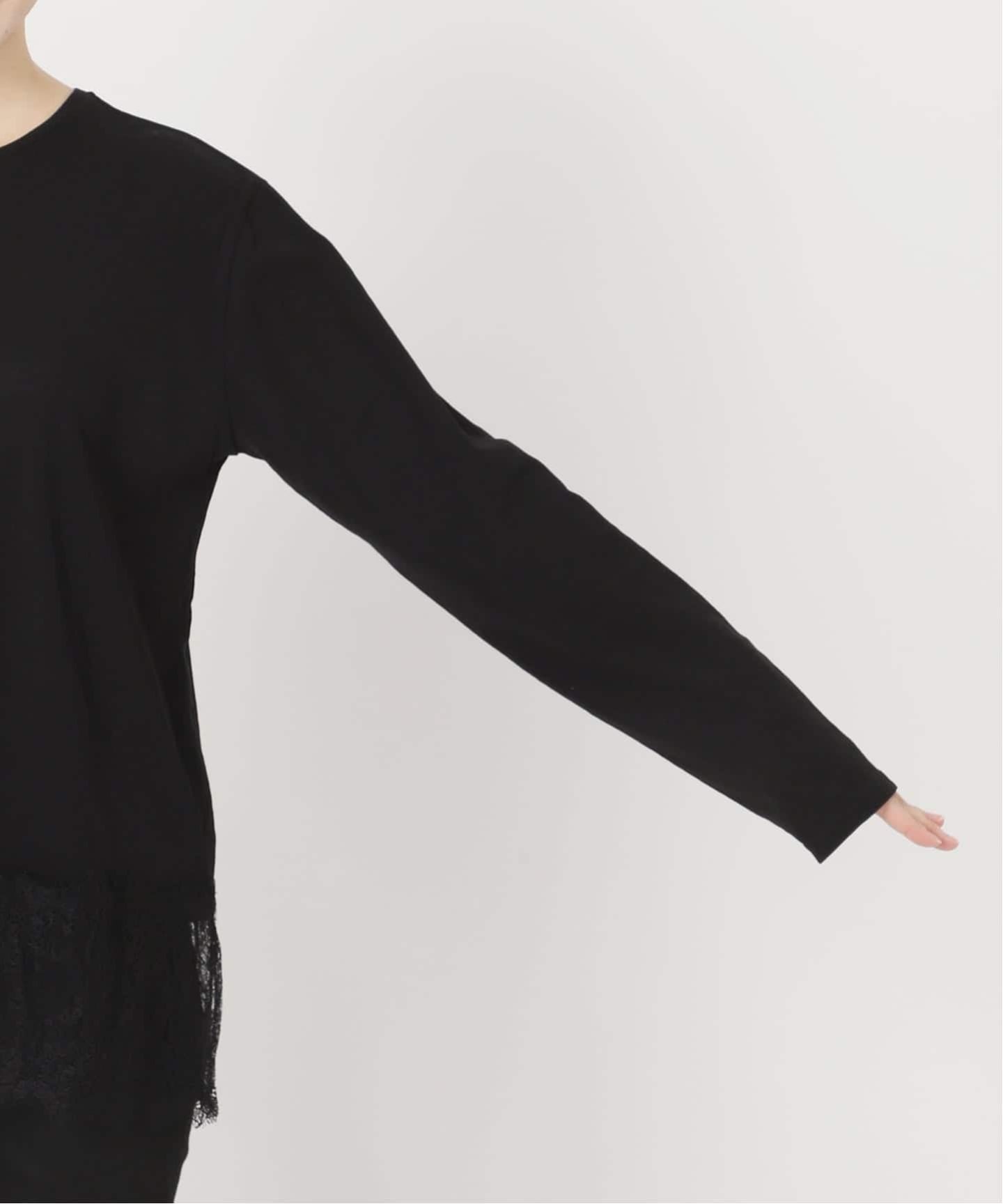 追加5》レースヘム クルーネックシアーロングT（Tシャツ／カットソー