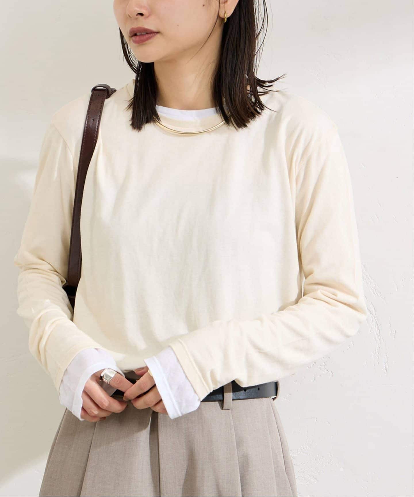 追加》クルーネックシアーロングTシャツ（Tシャツ／カットソー