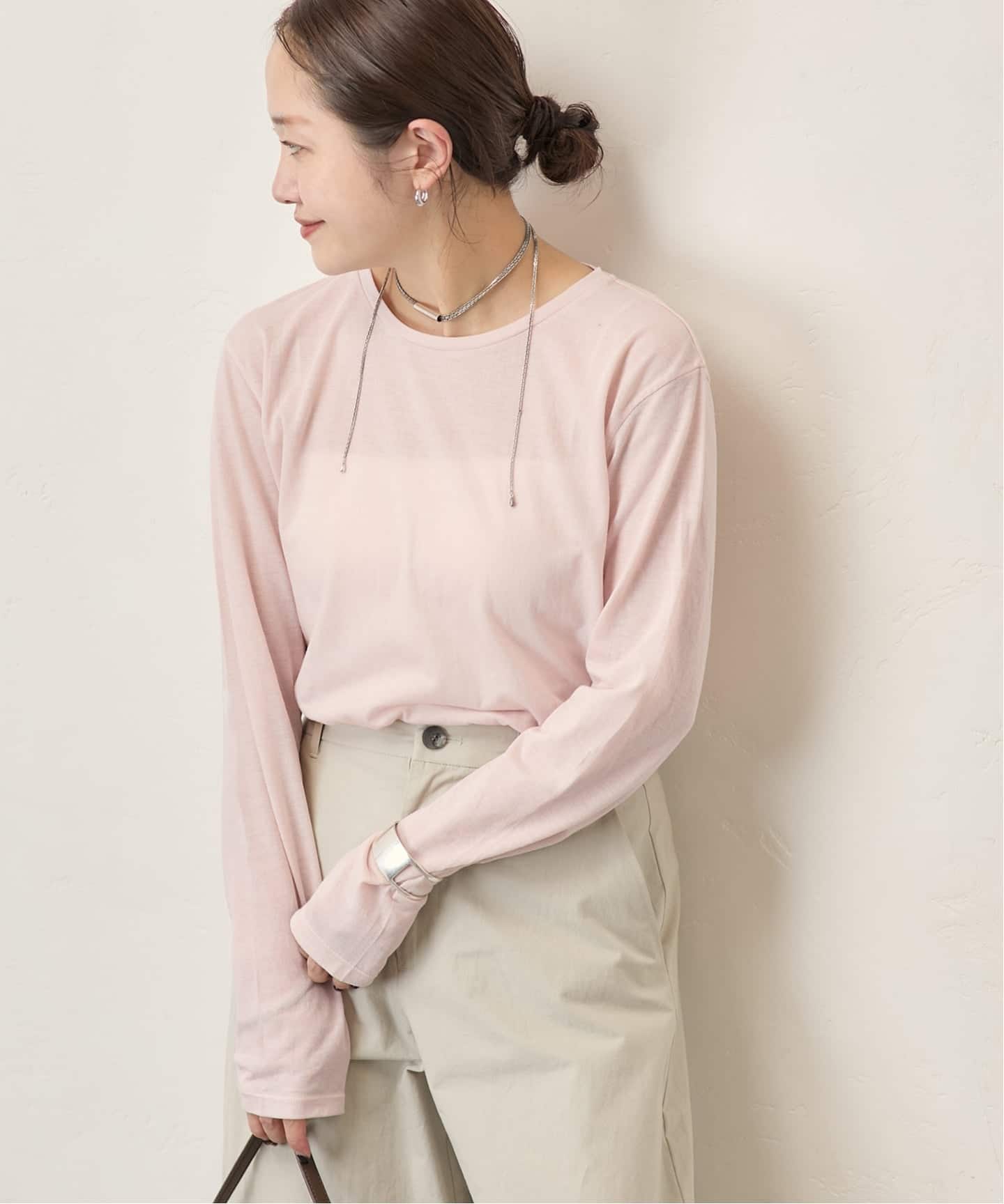 追加》クルーネックシアーロングTシャツ（Tシャツ／カットソー