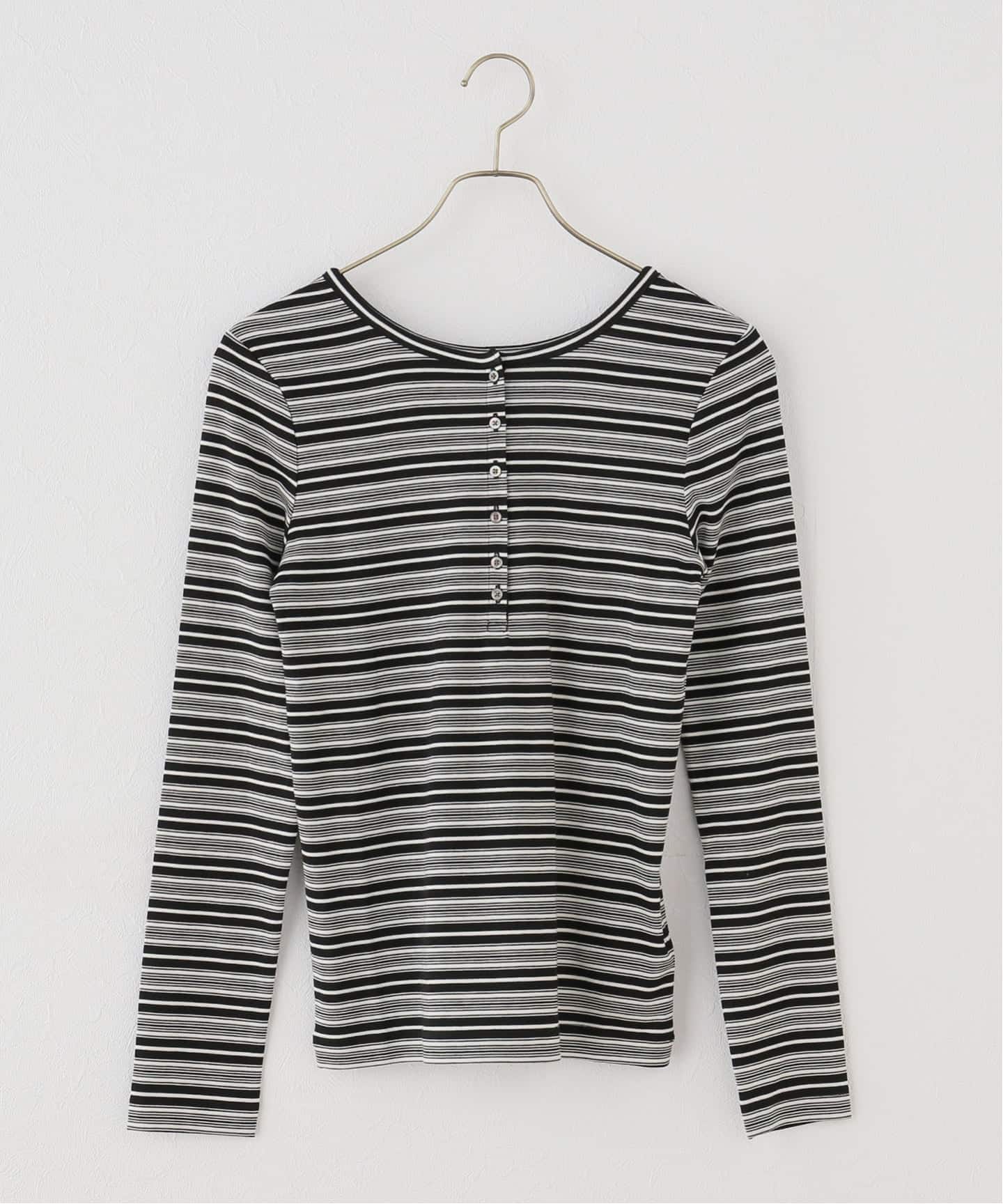2枚セット》マルチボーダーヘンリーキャミSET（Tシャツ／カットソー
