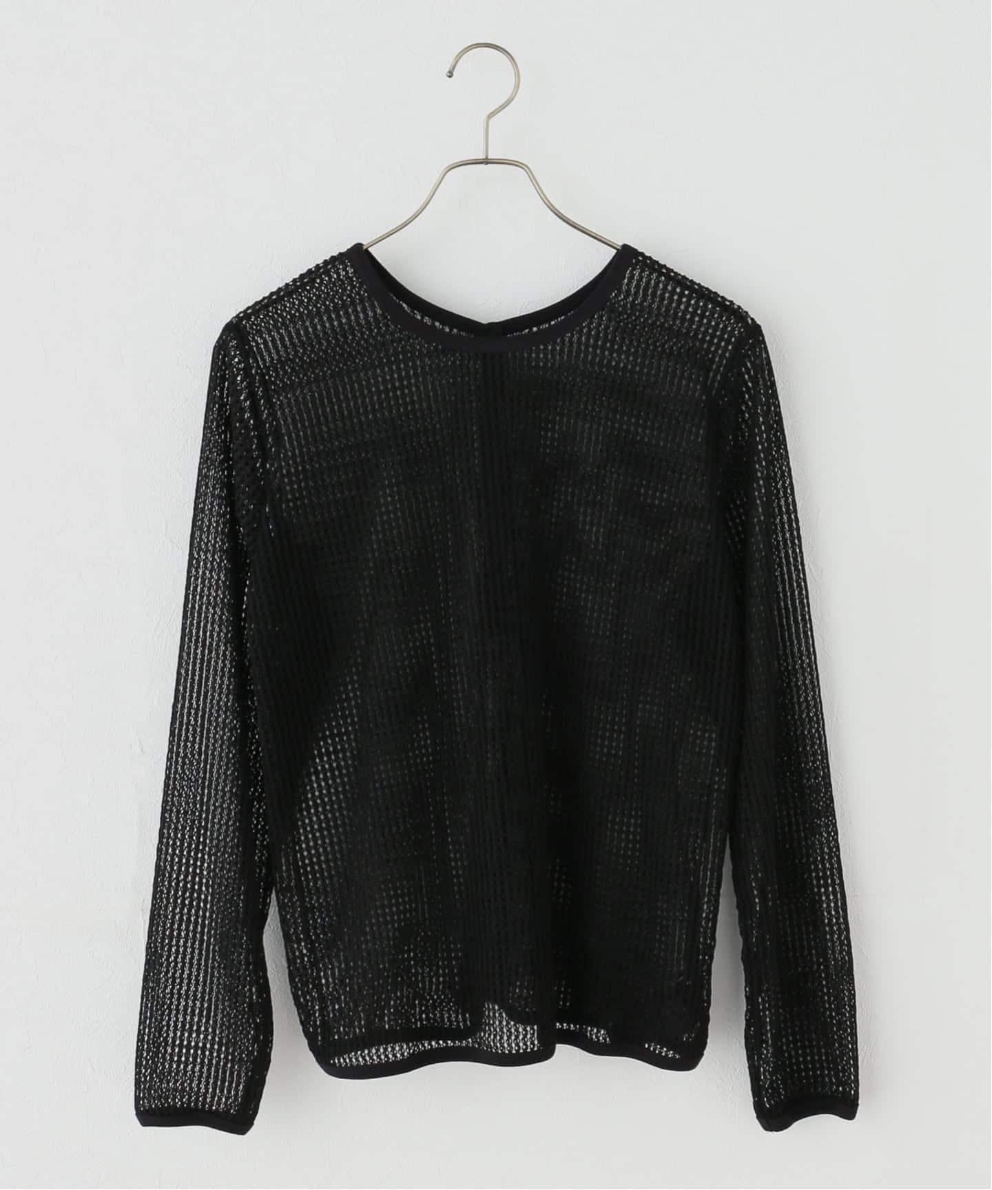 【ブラック】メッシュ クルーネック ニット プルオーバー (MENS) HINSON 長袖ニット MEDIUM ブラック メンズ : ZOZOTOWN Yahoo!店