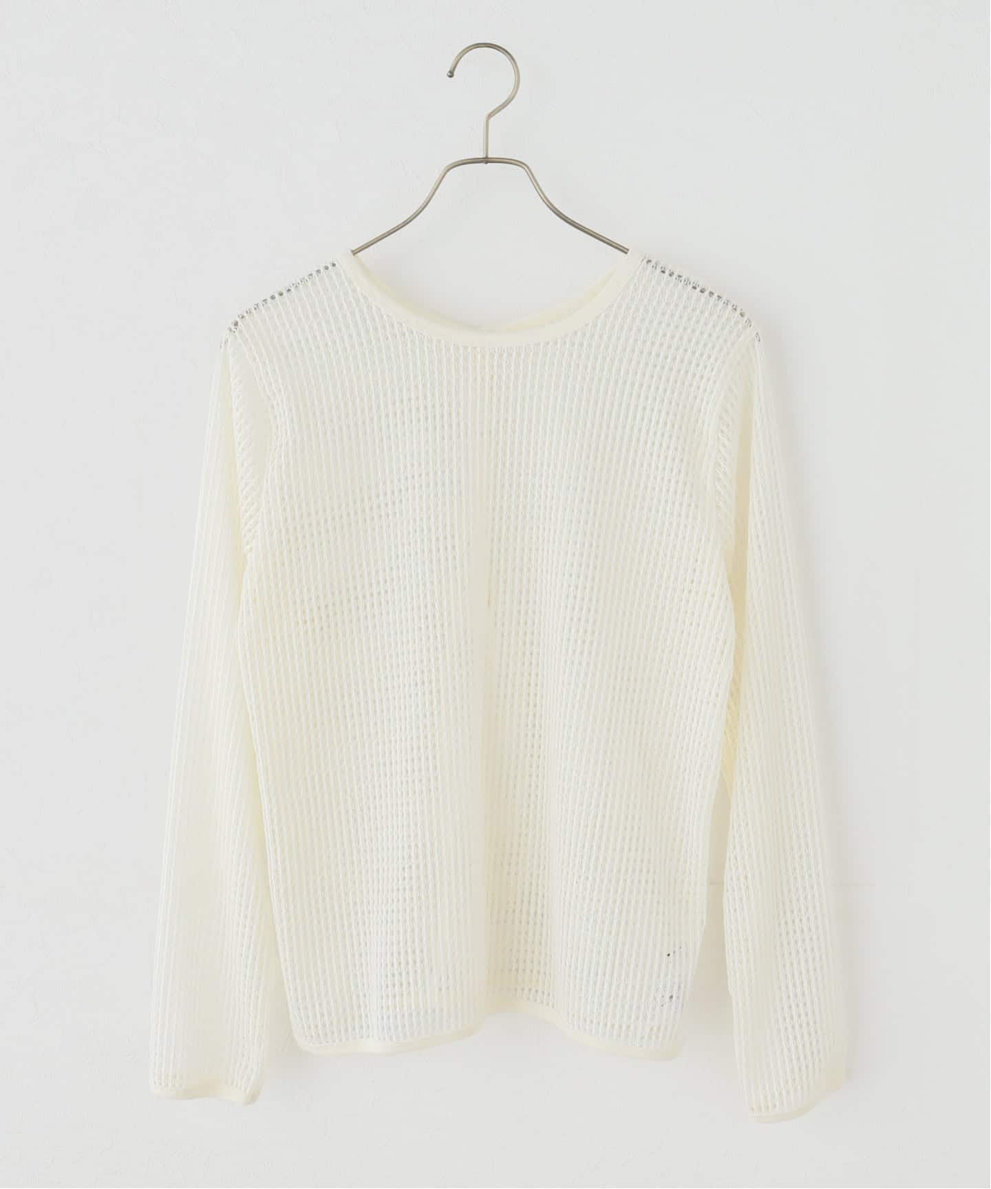 【ホワイト】メッシュ クルーネック ニット プルオーバー (MENS) メッシュ クルーネック プルオーバー（その他トップス）｜JOURNAL