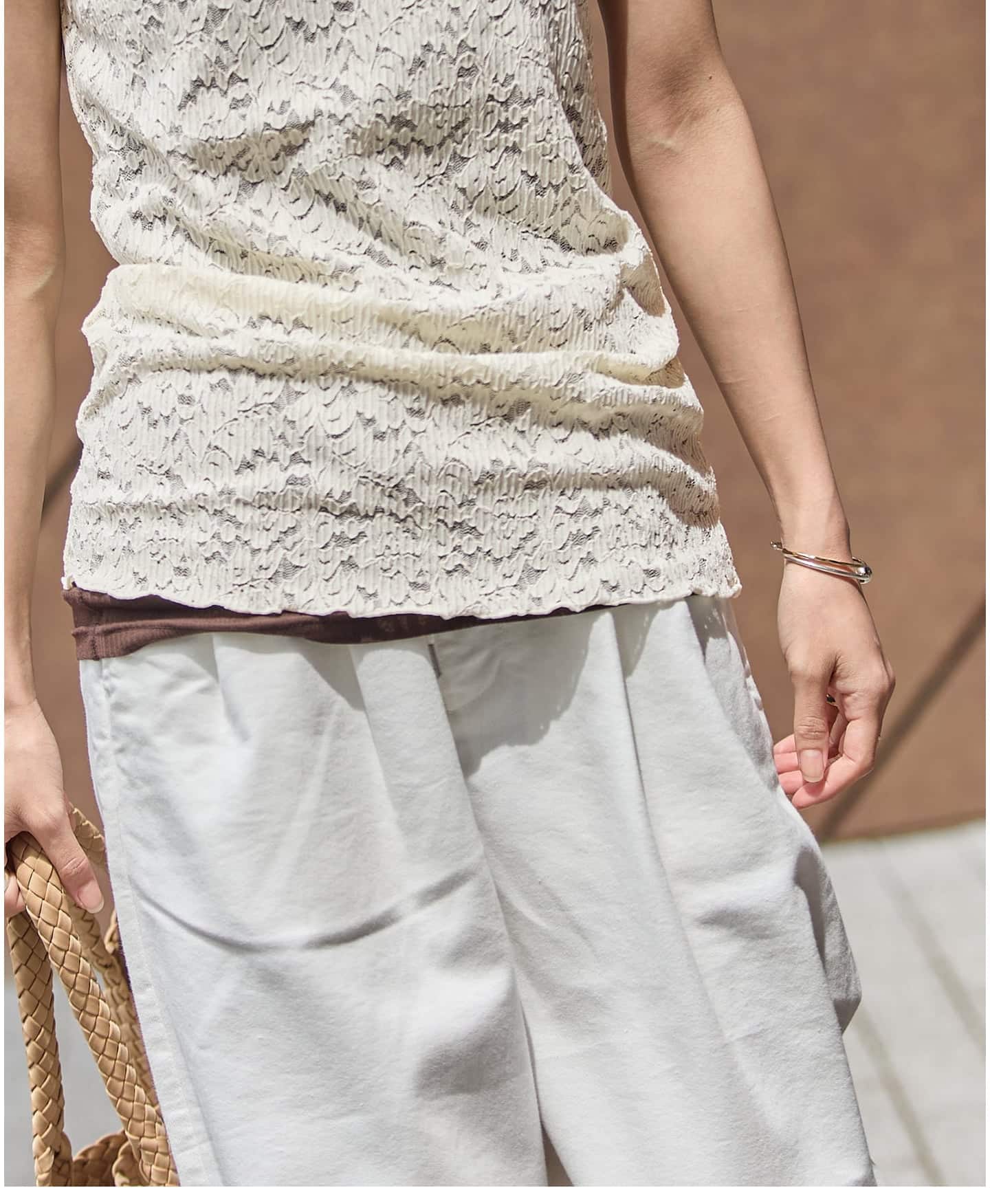 JOURNAL STANDARD ストレッチフラワーレースタンクホワイト ストレッチフラワーレースタンク（Tシャツ／カットソー）｜JOURNAL