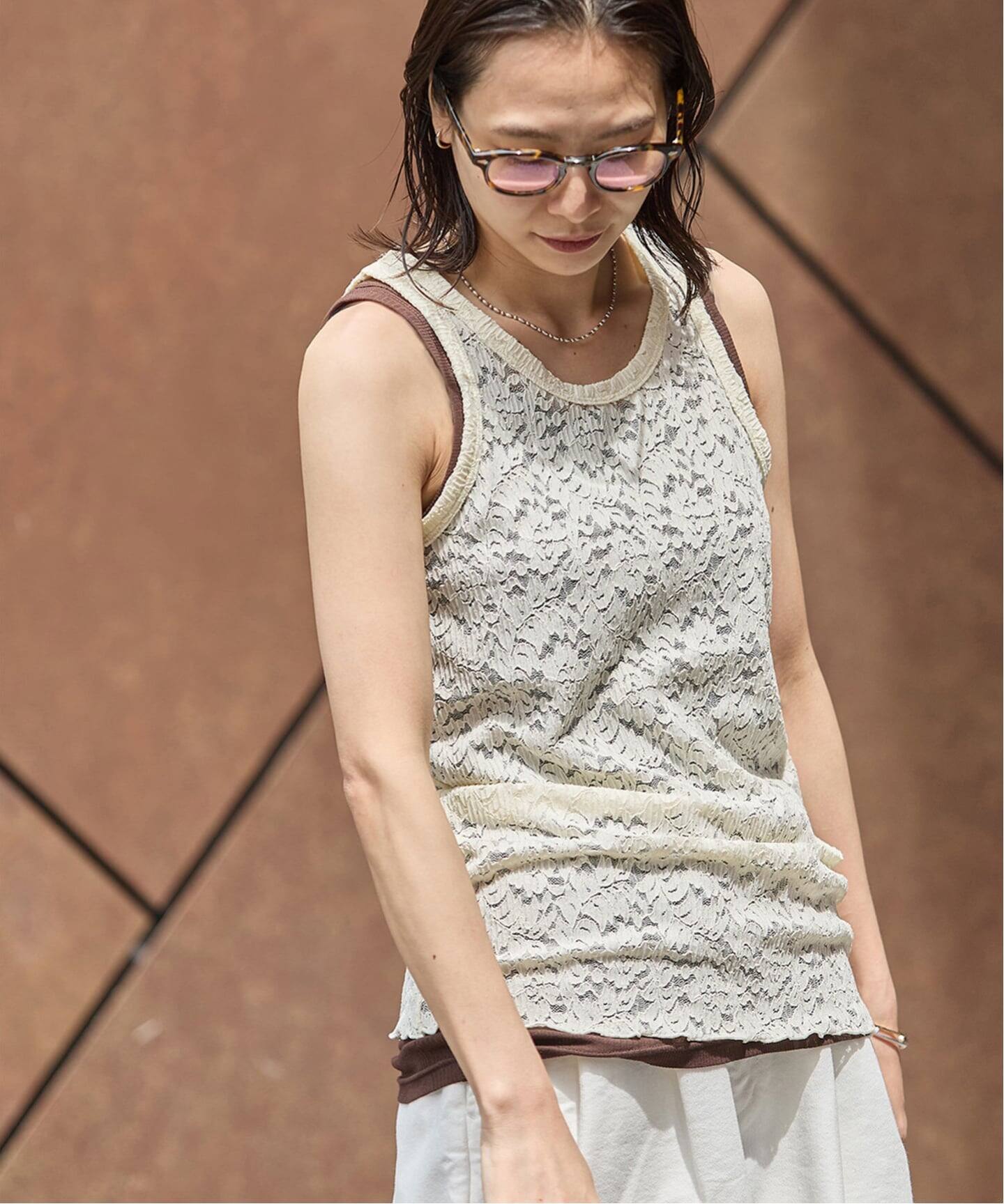 ストレッチフラワーレースタンク（Tシャツ／カットソー）｜JOURNAL 