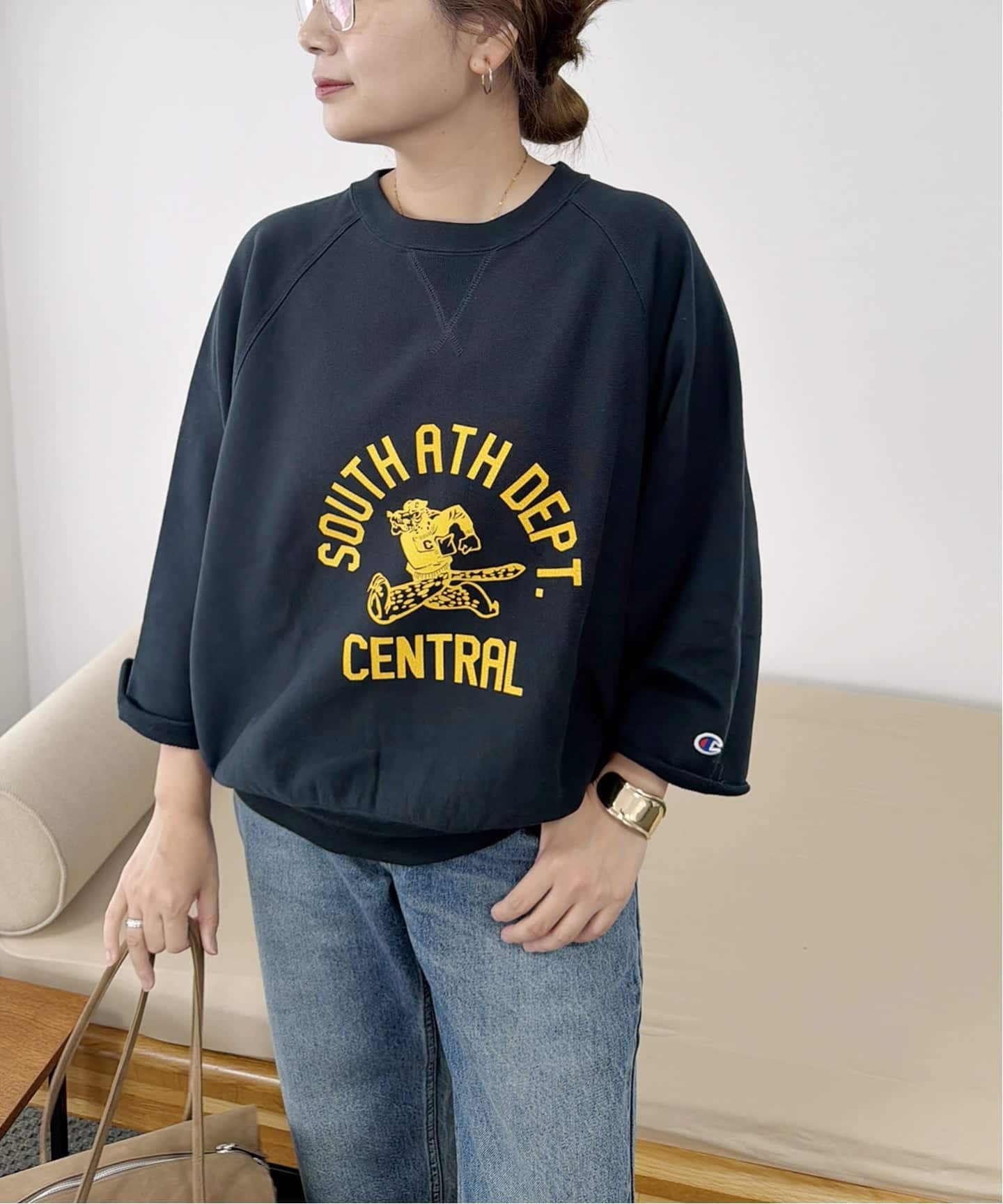 予約》別注【CHAMPION/チャンピオン】 for JS C/N HALF SLEEVE SWEAT