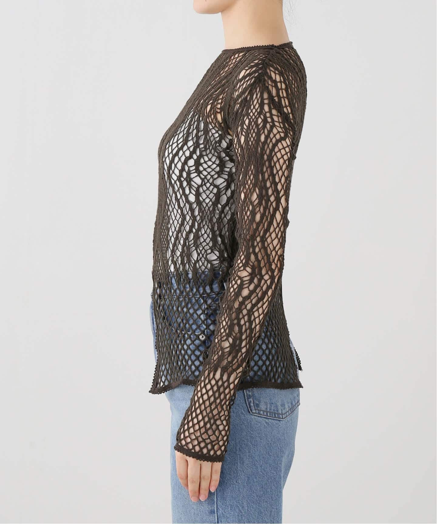 EUCHRONIA / ユークロニア】 Stretch Lace Long Sleeve Tee（Tシャツ