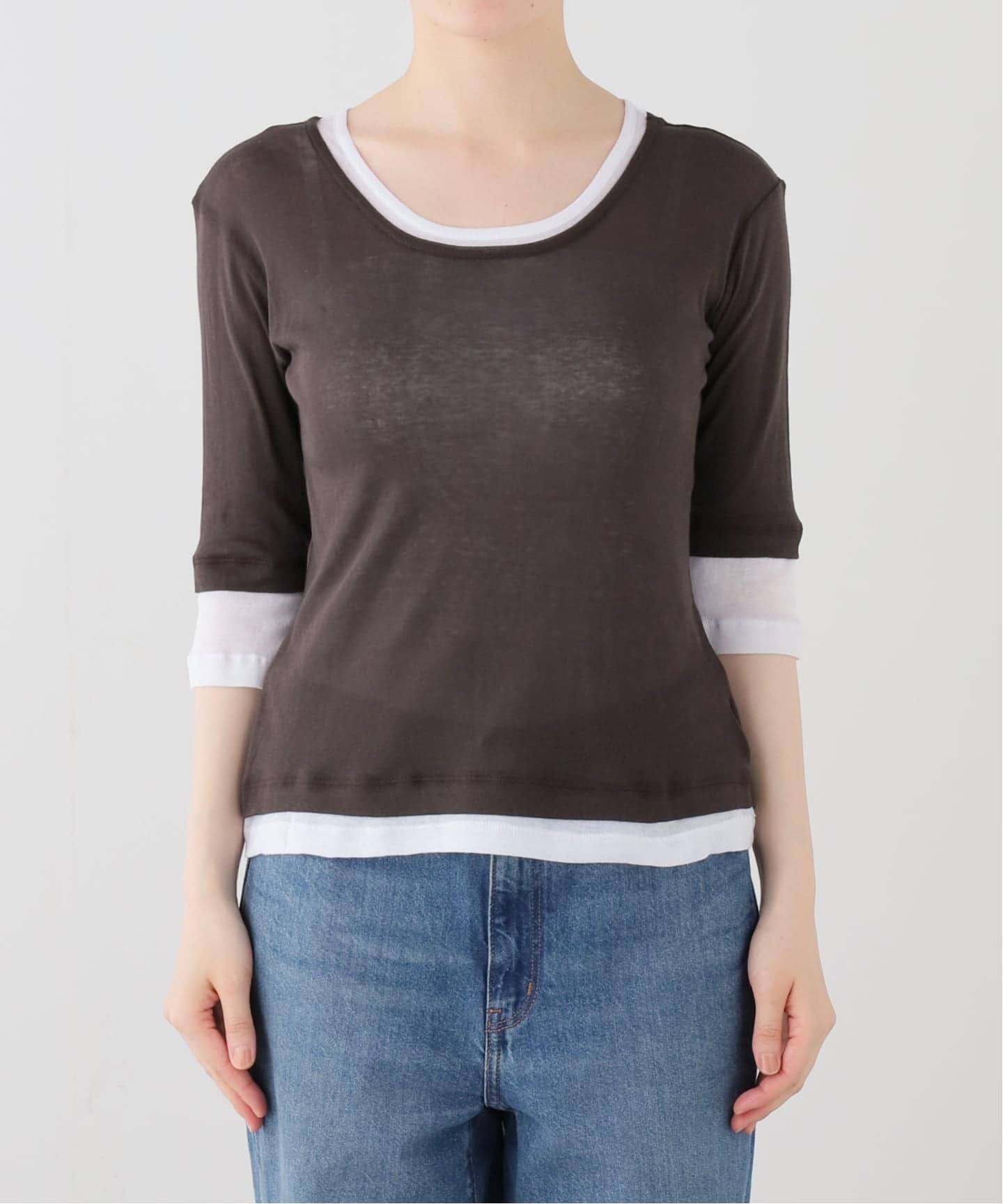 gimaguas/ギマガス】 GEMMA TOP BROWNWHITE（Tシャツ／カットソー