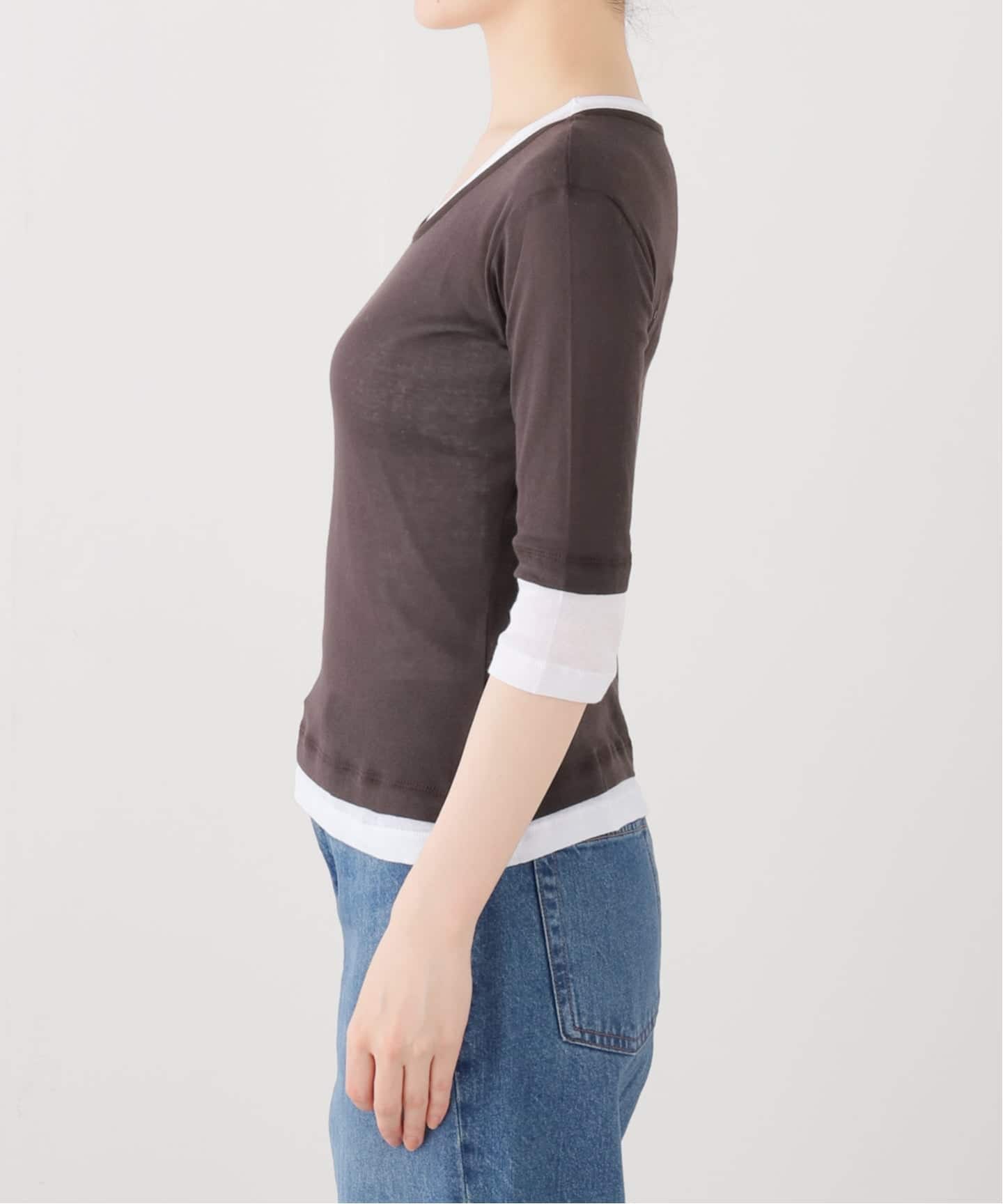 gimaguas/ギマガス】 GEMMA TOP BROWNWHITE（Tシャツ／カットソー