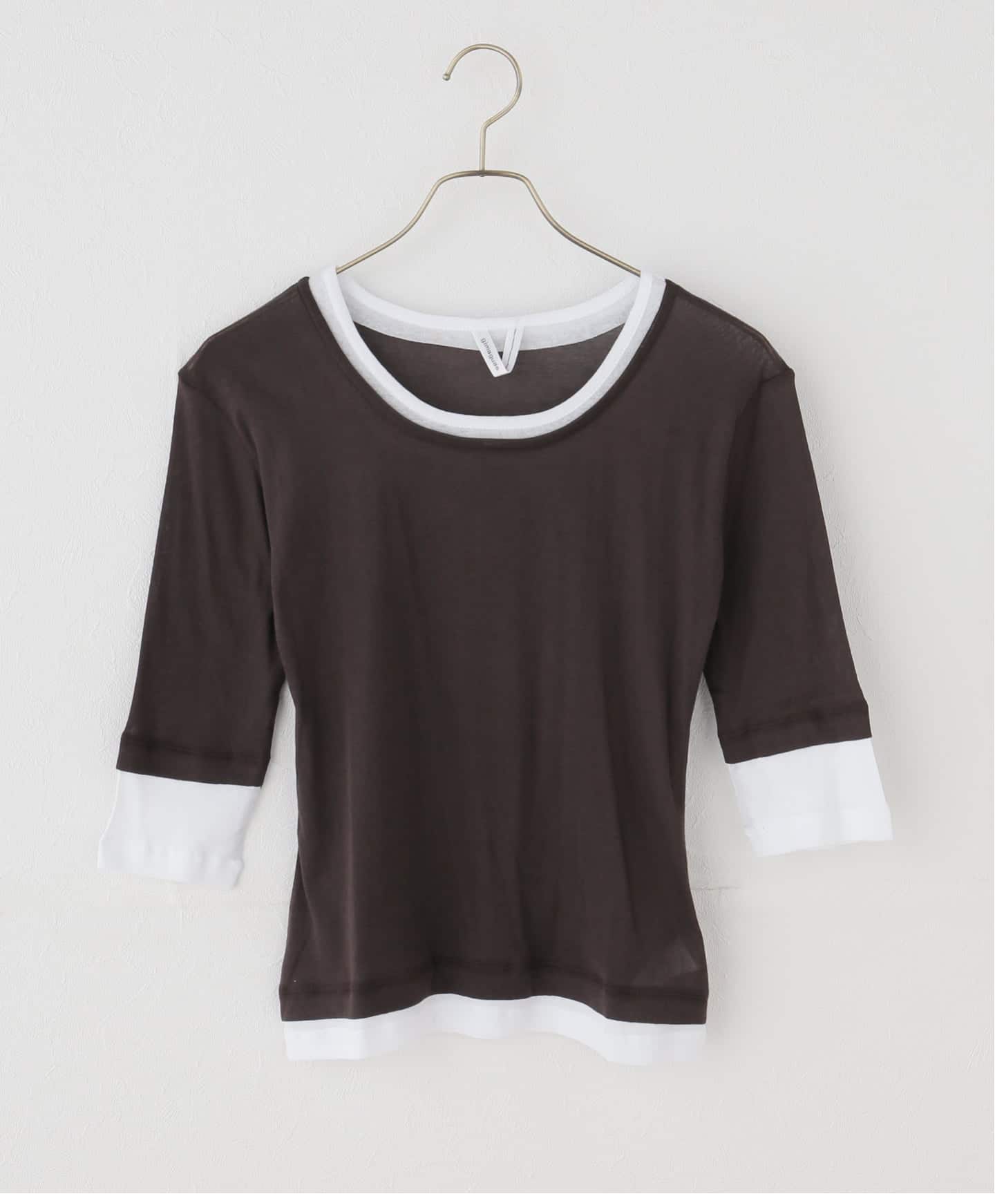 gimaguas トップス　ブラウン gimaguas/ギマガス】 GEMMA TOP BROWNWHITE（Tシャツ／カットソー