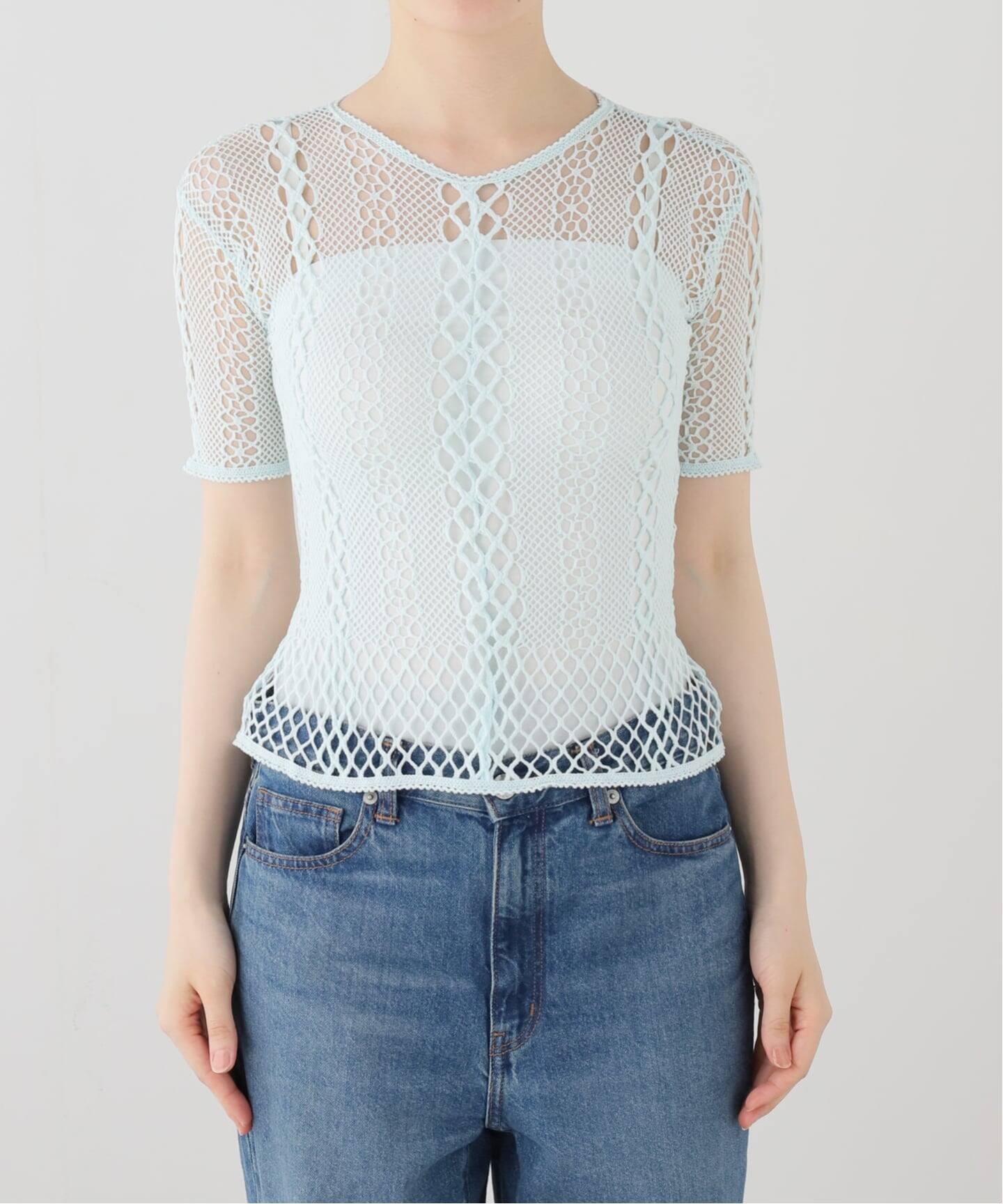 EUCHRONIAユークロニアStretchlacelongsleevetee EDIT.FOR LULU｜【EUCHRONIA/ユークロニア】Stretch lace long sleeve