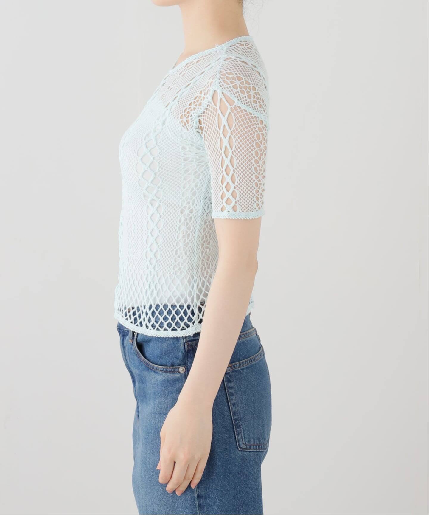 EUCHRONIA/ユークロニア】 Stretch lace short sleeve tee（Tシャツ
