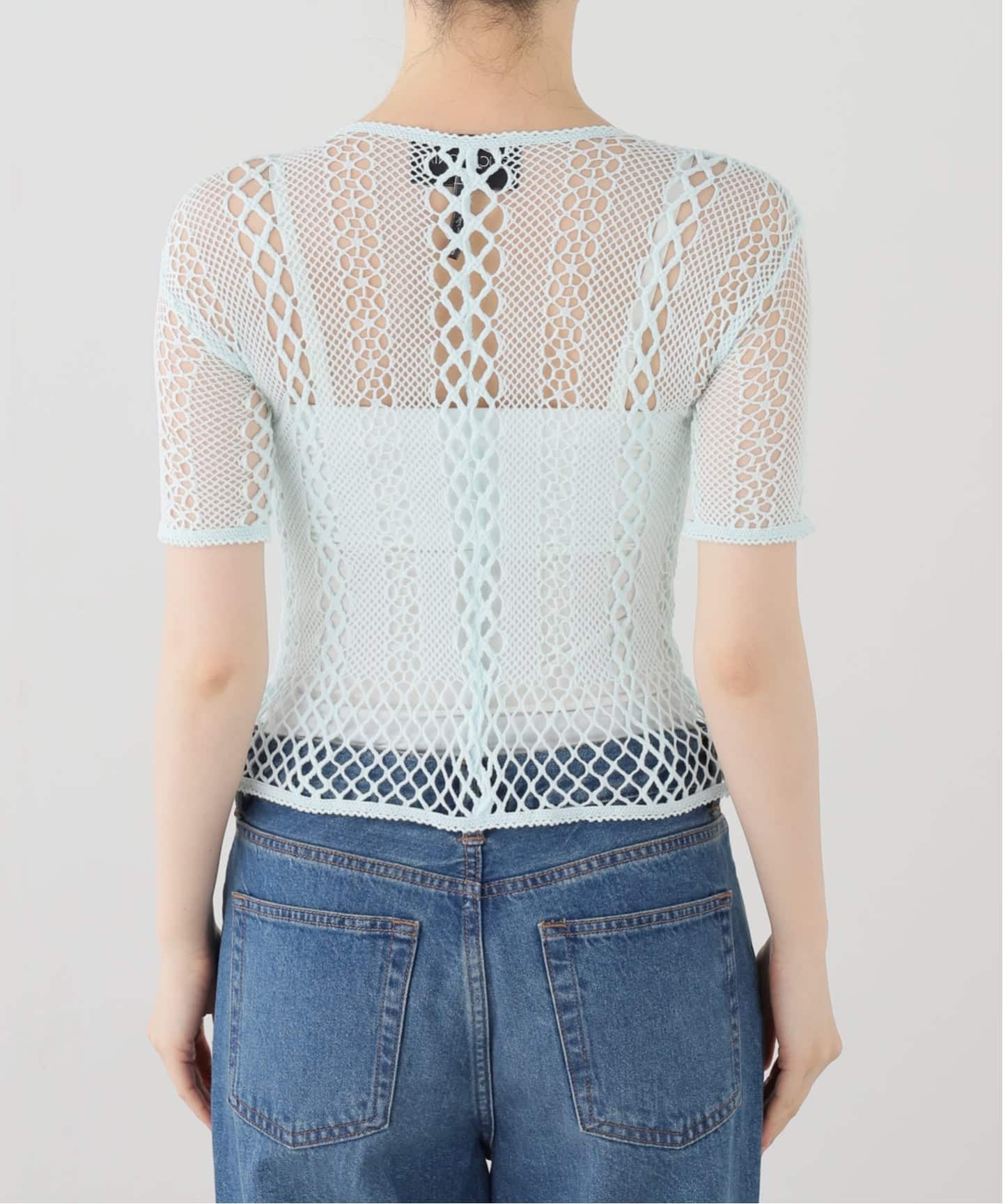 EUCHRONIA/ユークロニア】 Stretch lace short sleeve tee（Tシャツ