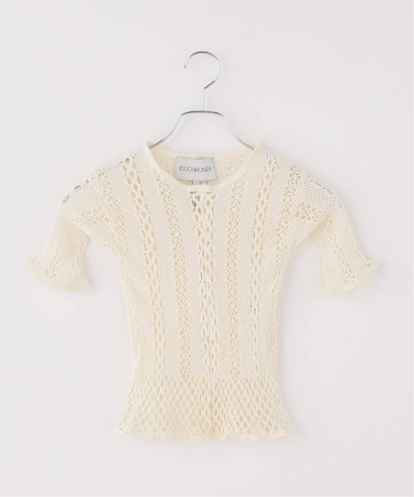 EUCHRONIA/ユークロニア】 Stretch lace short sleeve tee（Tシャツ