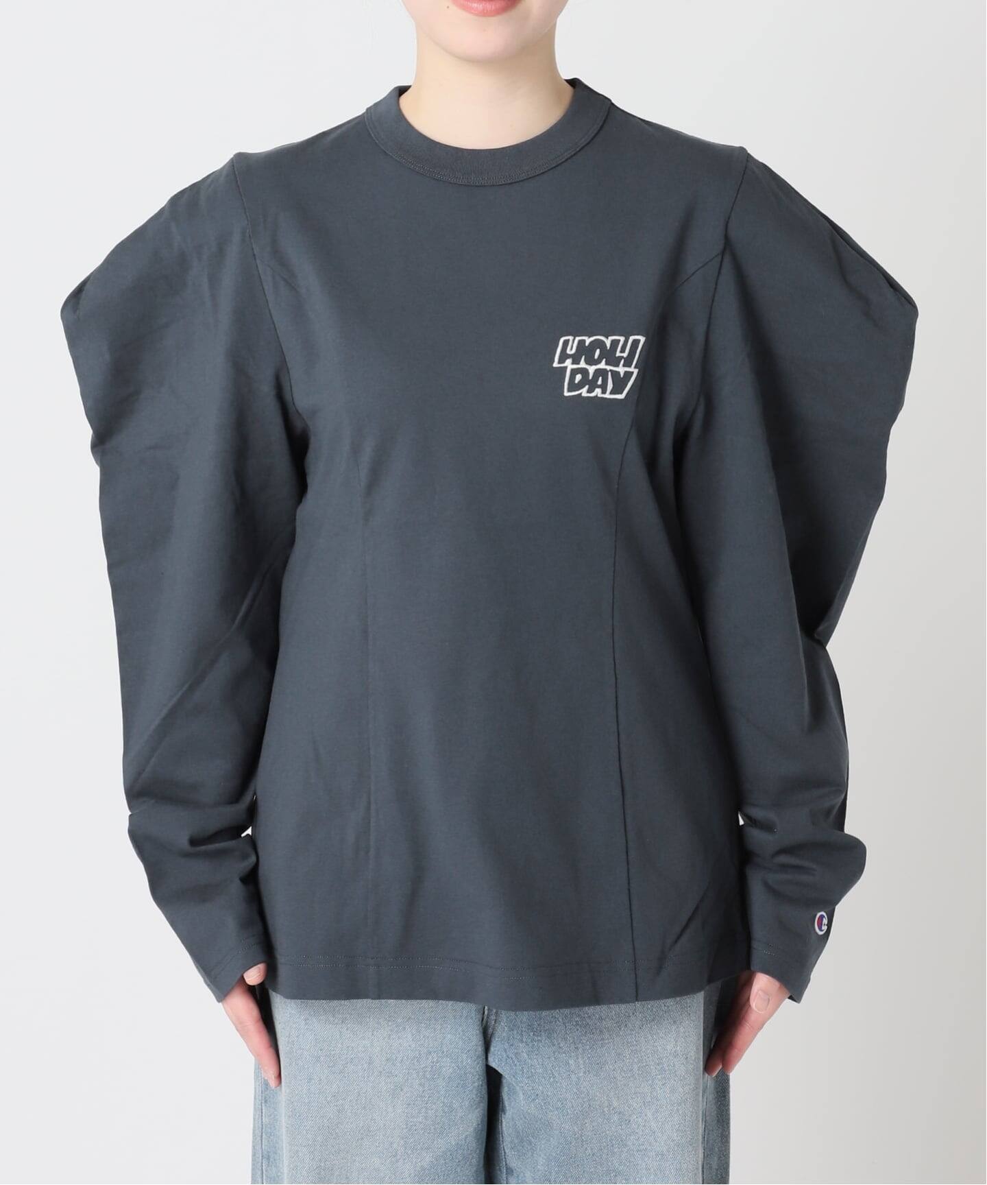 CHAMPION×JS by HOLIDAY パフ長袖 完売色グレー 別注【CHAMPION*JOURNAL STANDARD by HOLIDAY】16s/1 Jersey PUFF（T