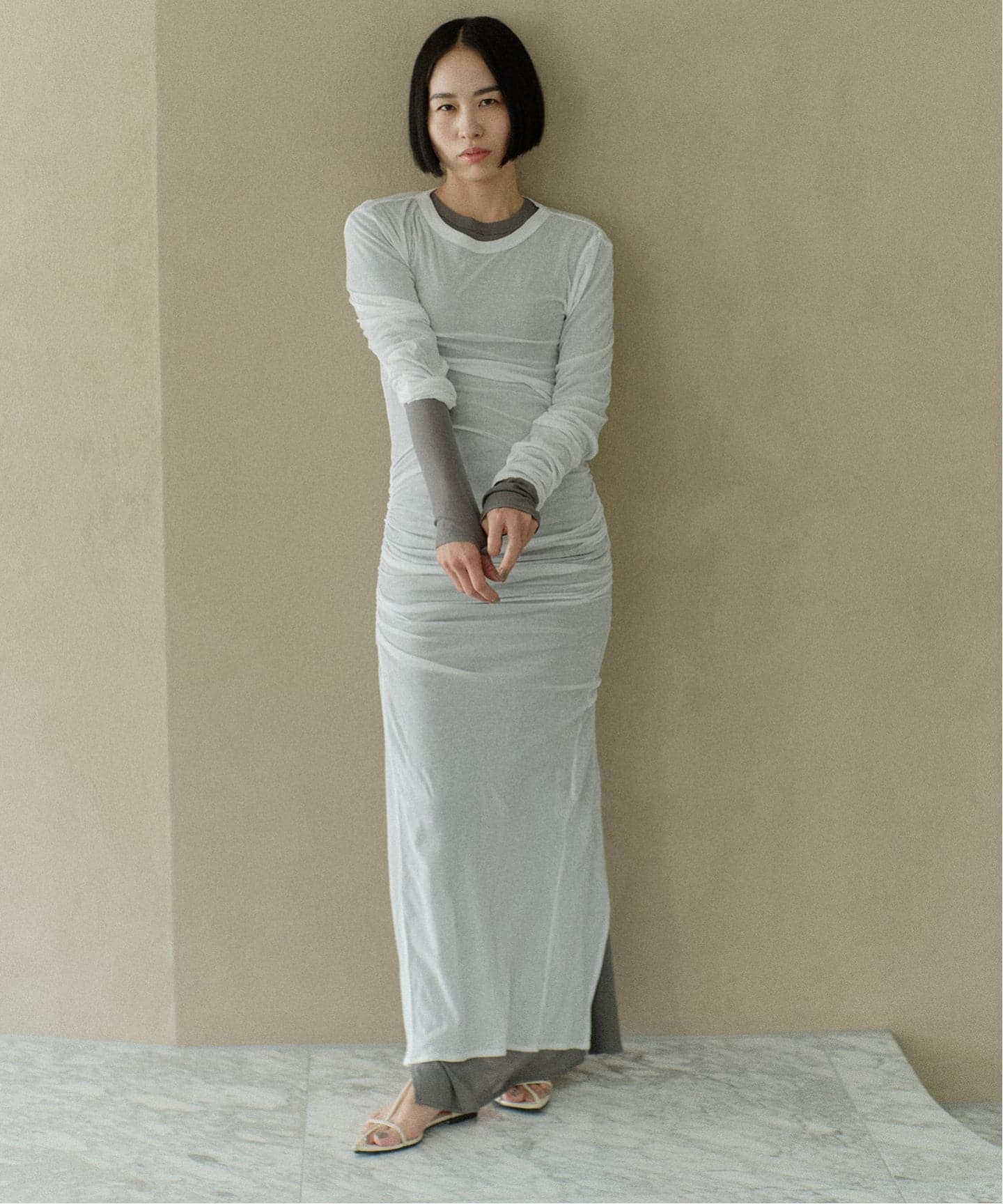 別注【Ayumi.Hamamoto×JOURNALSTANDARD】Draping Sheer Dress