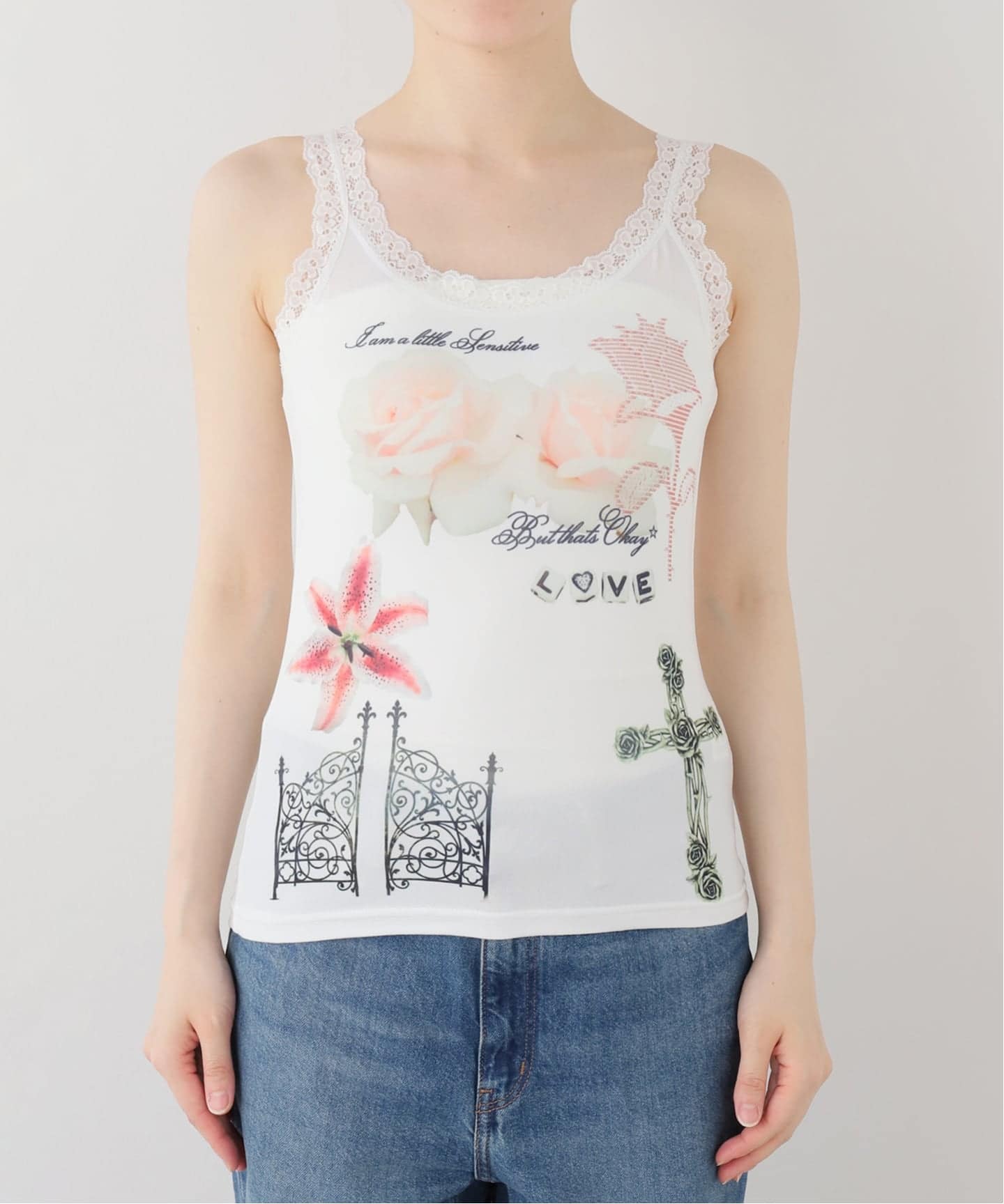 HOLECO/ホレコ】 Lace Trim Tanks（SENSITIVE）（キャミソール