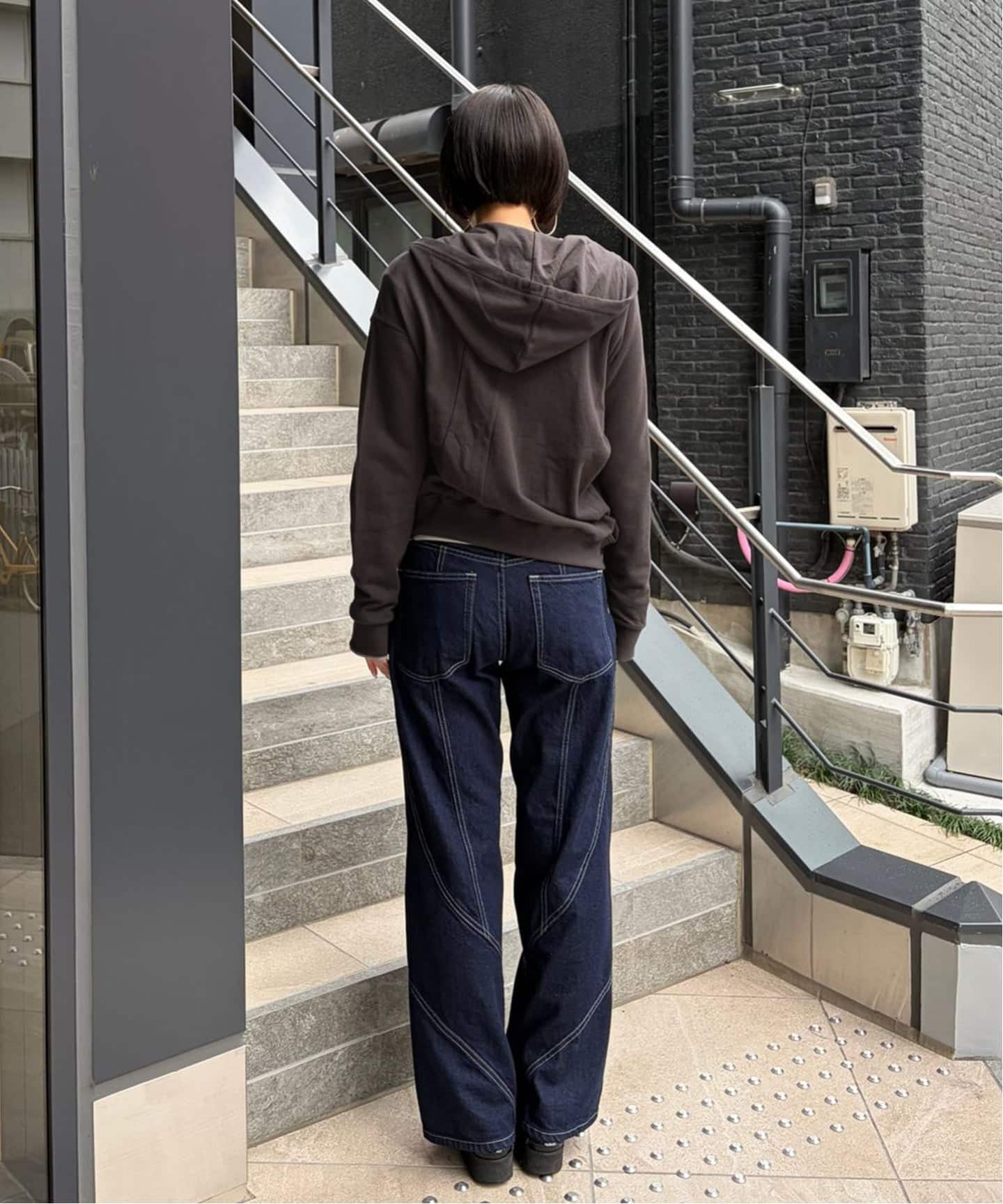 OPEN YY / オープンワイワイ】 Knitted SLANT ZIP HOODIE（パーカー