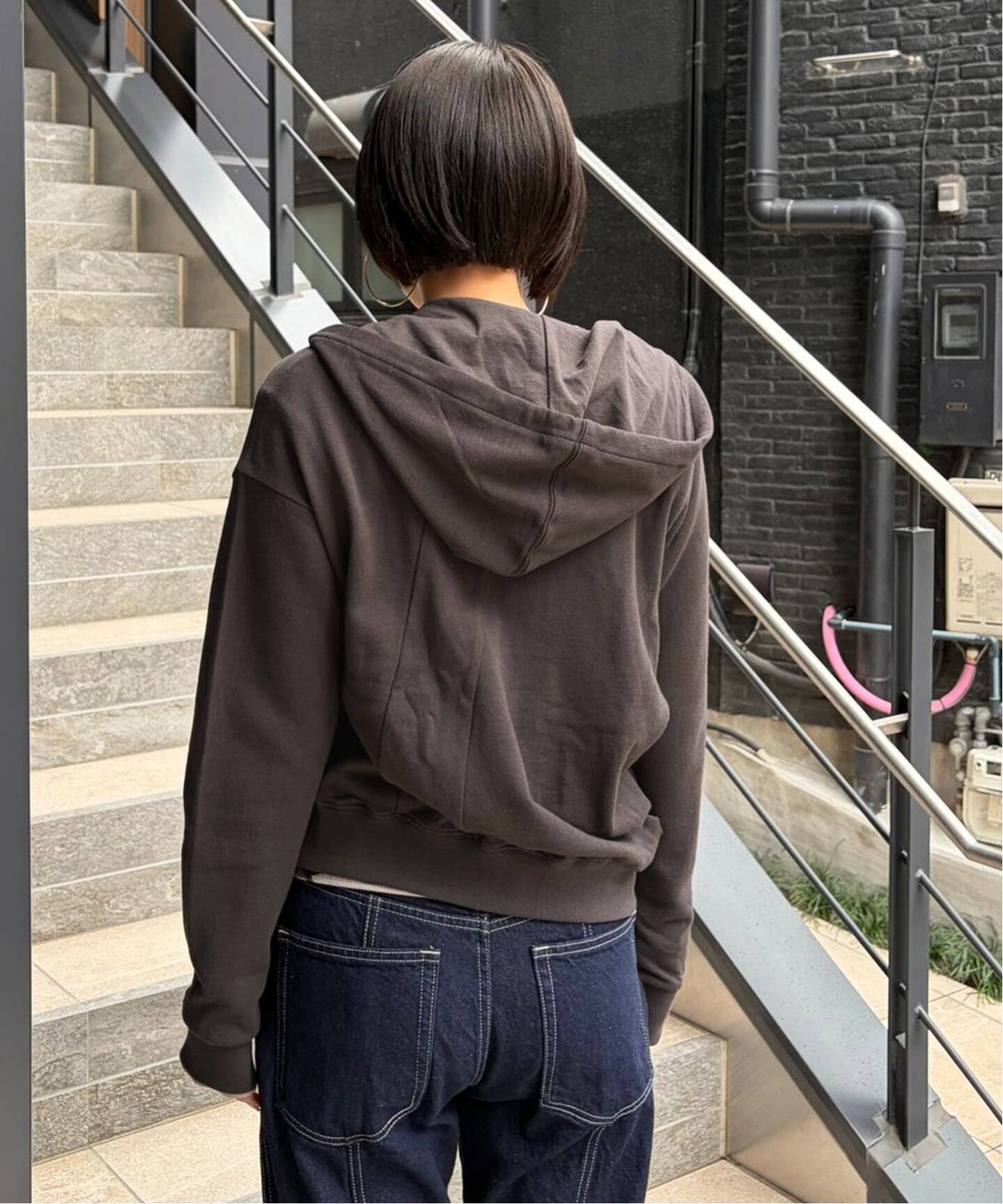 OPEN YY / オープンワイワイ】 Knitted SLANT ZIP HOODIE（パーカー