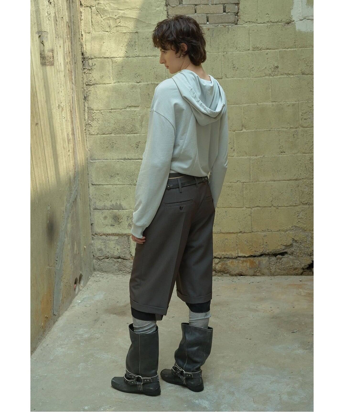 OPEN YY / オープンワイワイ】 Knitted SLANT ZIP HOODIE（パーカー