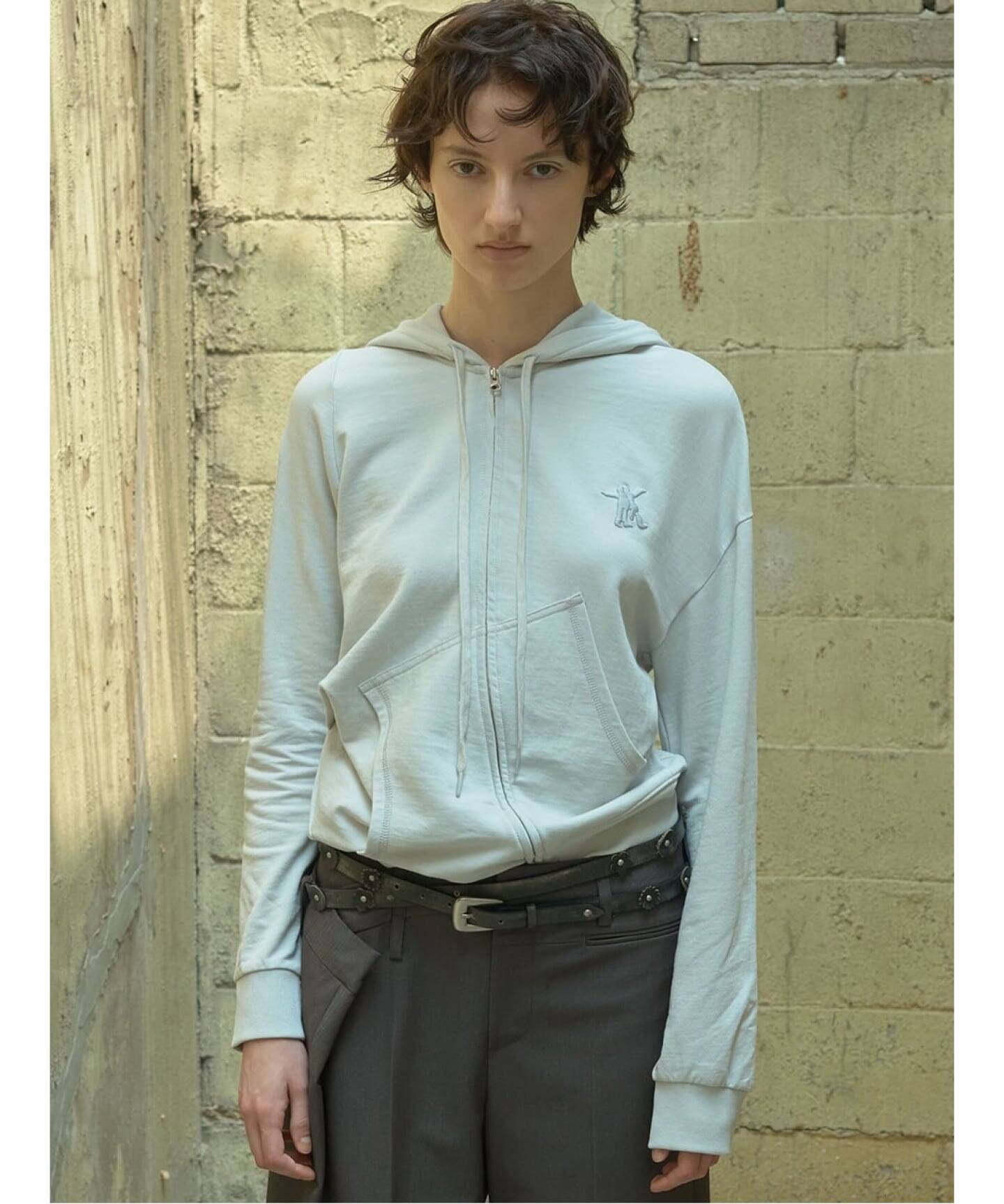 OPEN YY / オープンワイワイ】 Knitted SLANT ZIP HOODIE（パーカー