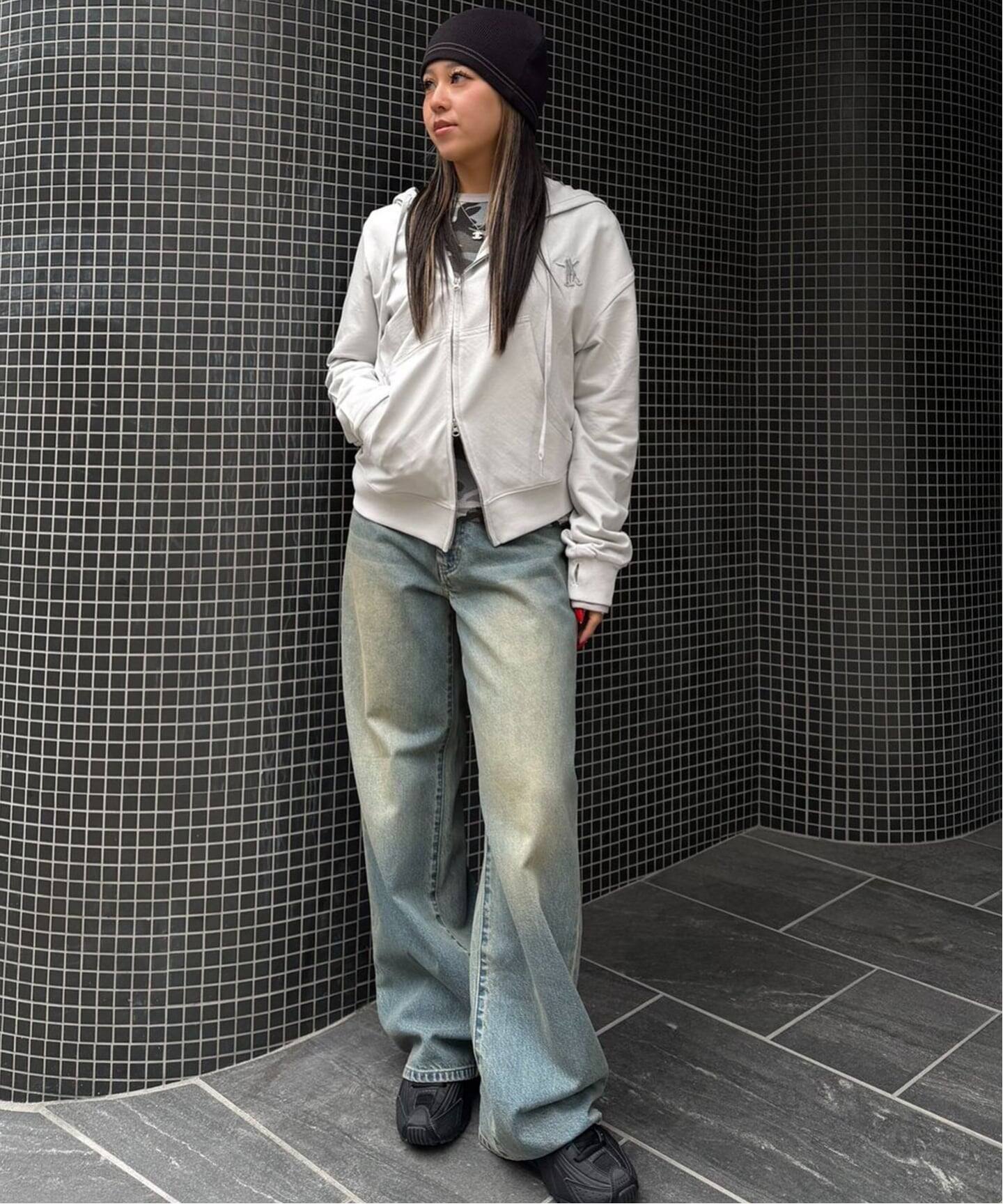 OPEN YY / オープンワイワイ】 Knitted SLANT ZIP HOODIE（パーカー