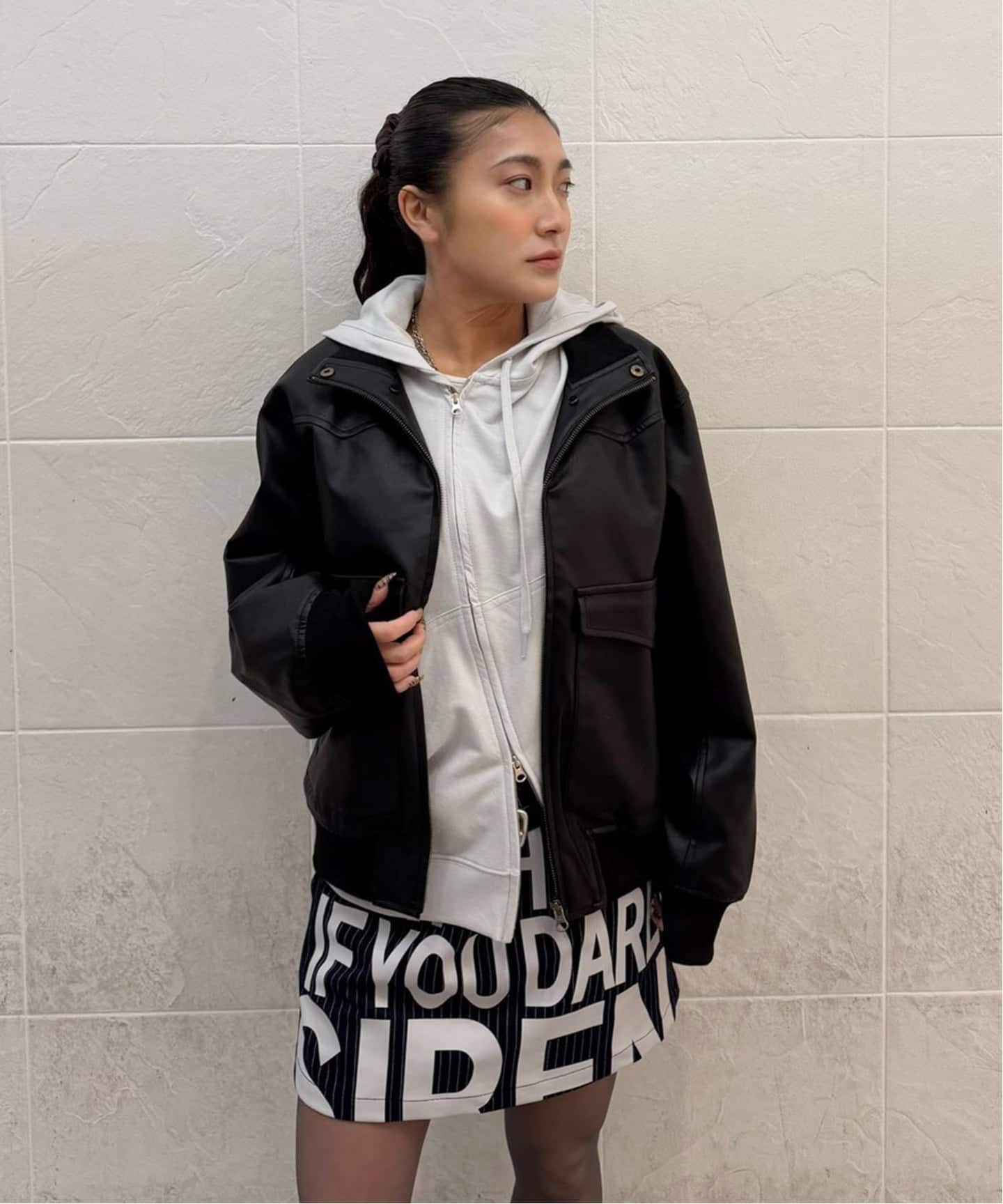 Drawer♡ジッパーパーカー OPEN YY / オープンワイワイ】 Knitted SLANT ZIP HOODIE（パーカー