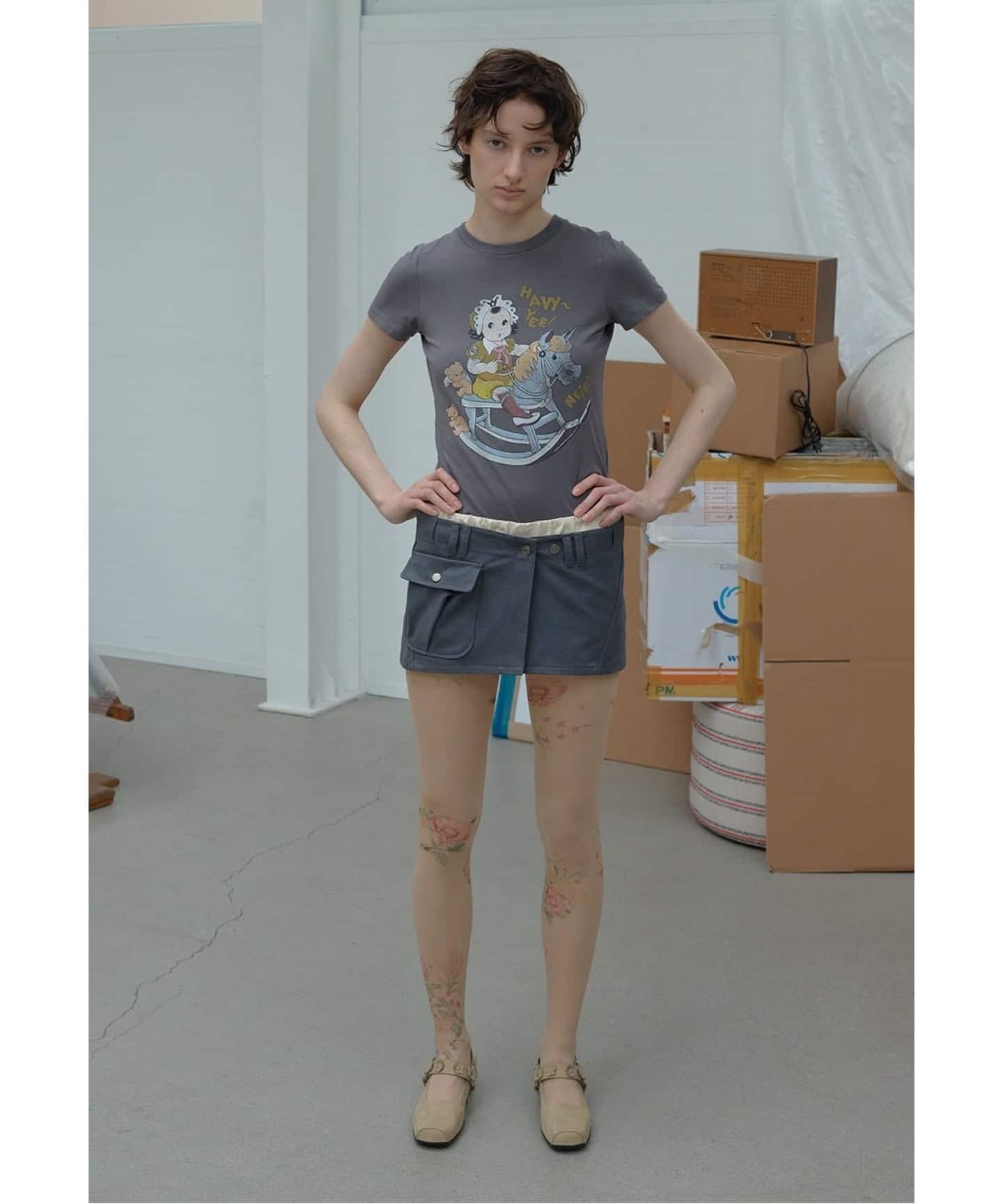 OPEN YY / オープンワイワイ】Knitted ROCKING BABY TEE（Tシャツ