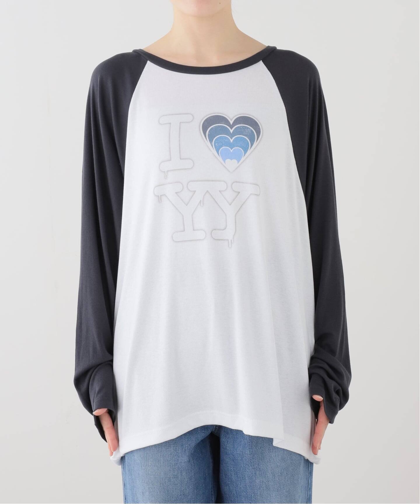 OPEN YY / オープンワイワイ】 Knitted I LOVE YY RAGLAN TEE（Tシャツ