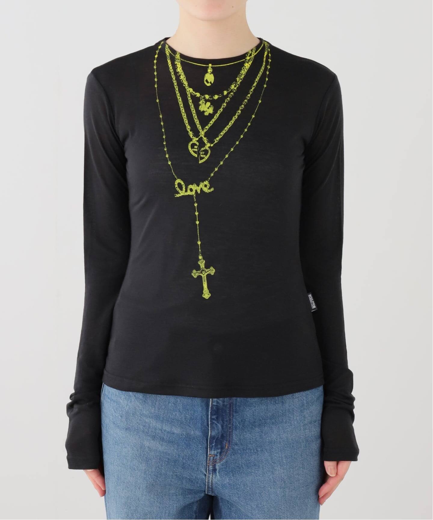 トップス SCULPTOR / Faux Necklace Tee (M/black) SCULPTOR/スカルプター】 Faux Necklace Tee（Tシャツ／カットソー