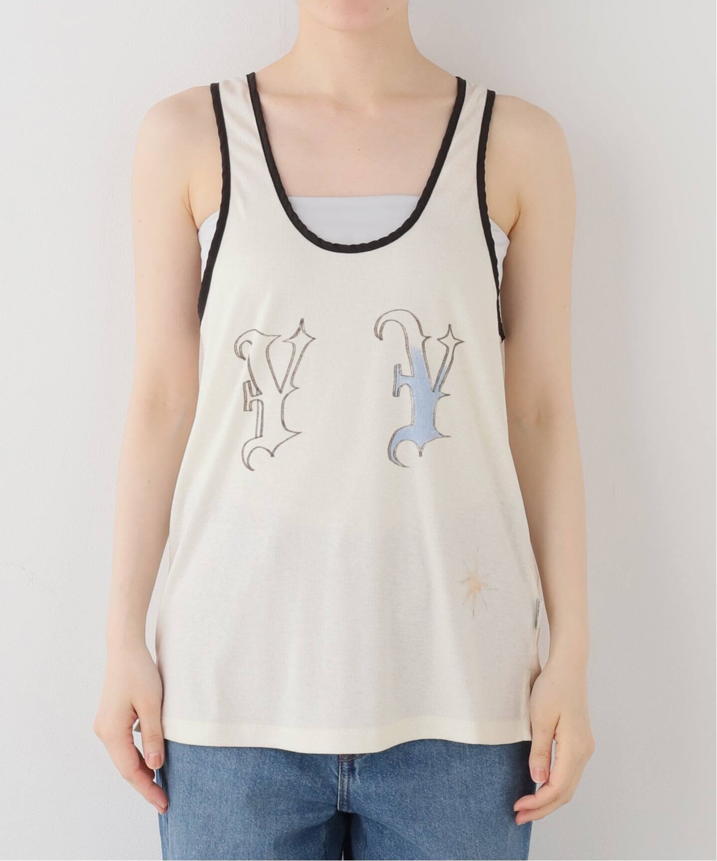 OPEN YY / オープンワイワイ】YY BANDED SLEEVELESS TOP（タンクトップ 