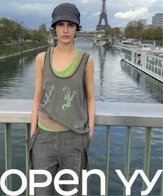 OPEN YY / オープンワイワイ】YY BANDED SLEEVELESS TOP（タンクトップ 