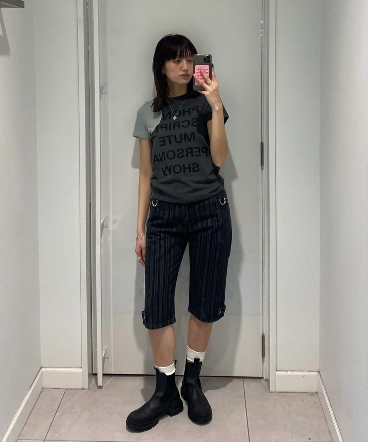 open yy ボーダーカットソー OPEN YY / オープンワイワイ】 YY DOT TYPO TEE（Tシャツ／カットソー