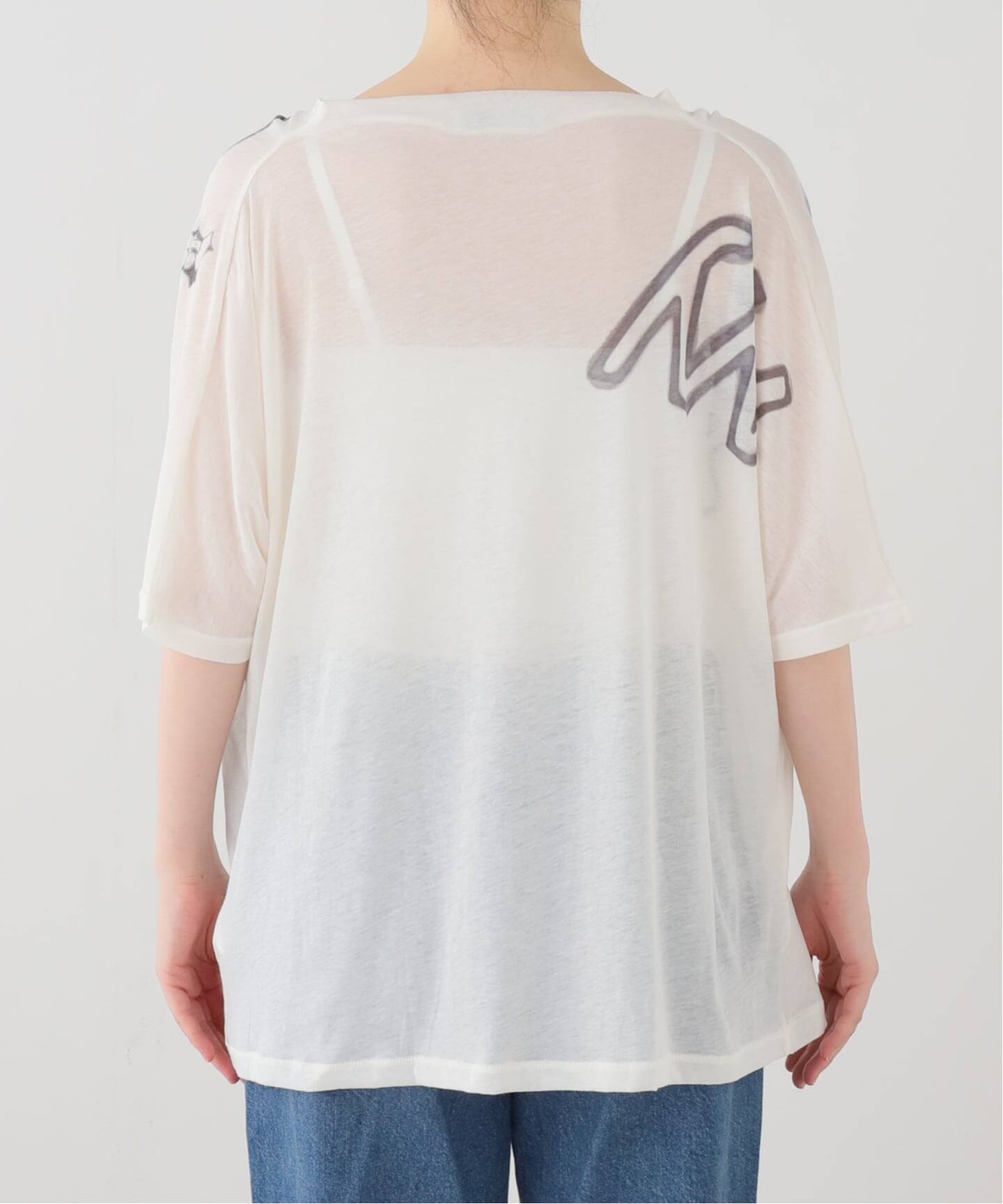OPEN YY / オープンワイワイ】PHONETIC COWL NECK TEE（Tシャツ