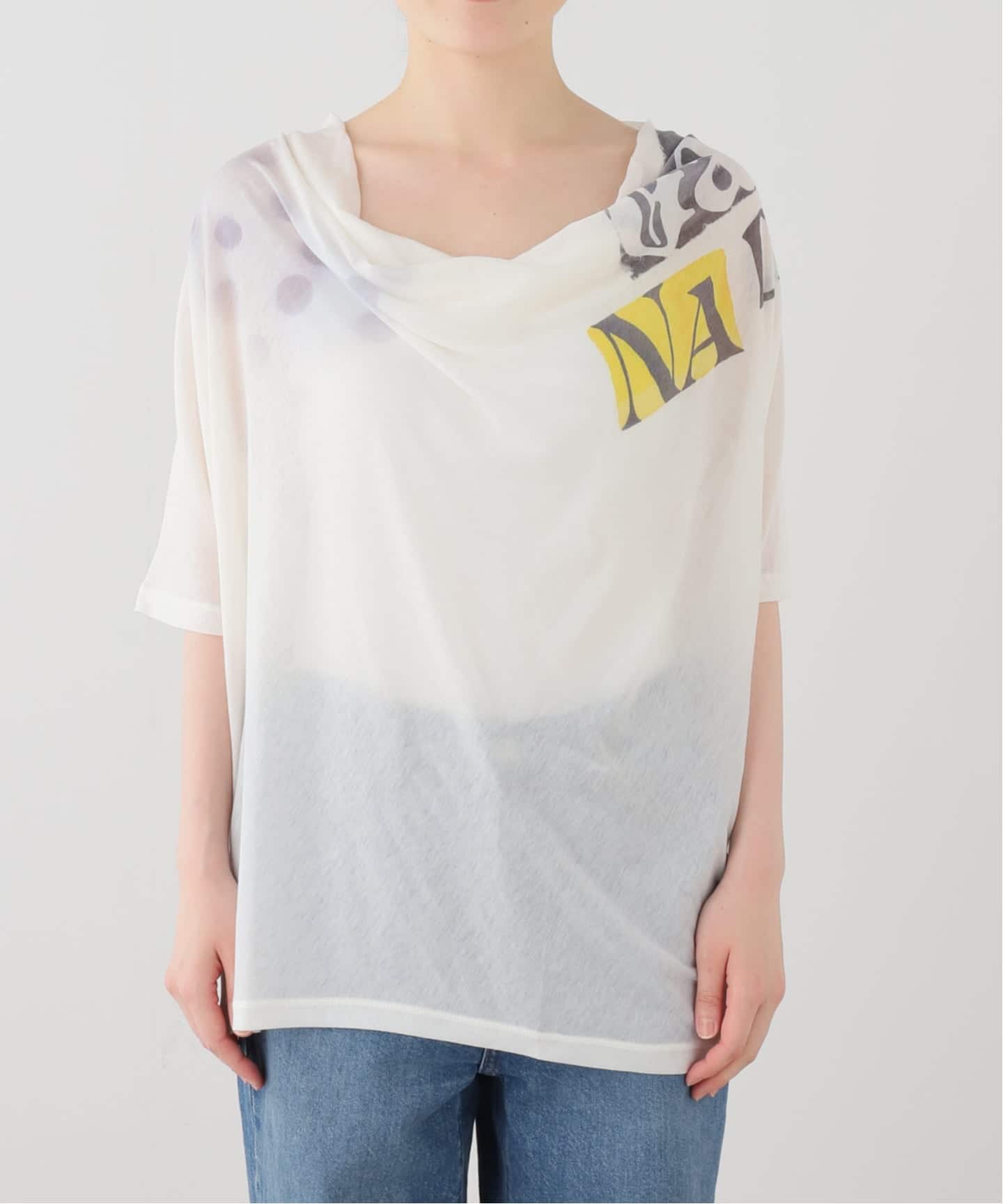 OPEN YY / オープンワイワイ】PHONETIC COWL NECK TEE（Tシャツ