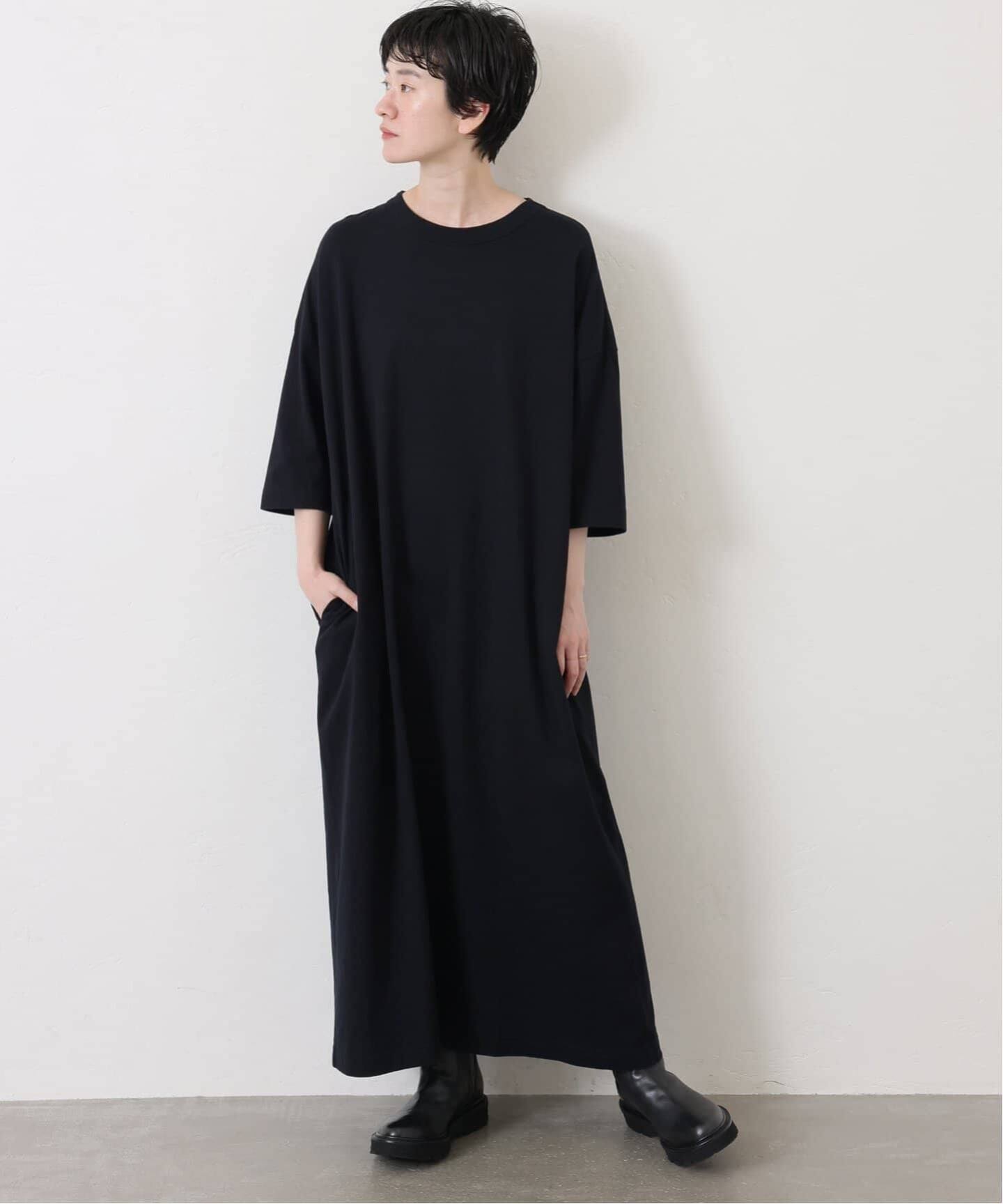 【新品未使用】ジャーナルスタンダードラックス | クラシックテンジクワンピース 追加》クラシックテンジク スタンダードクルーネックワンピース