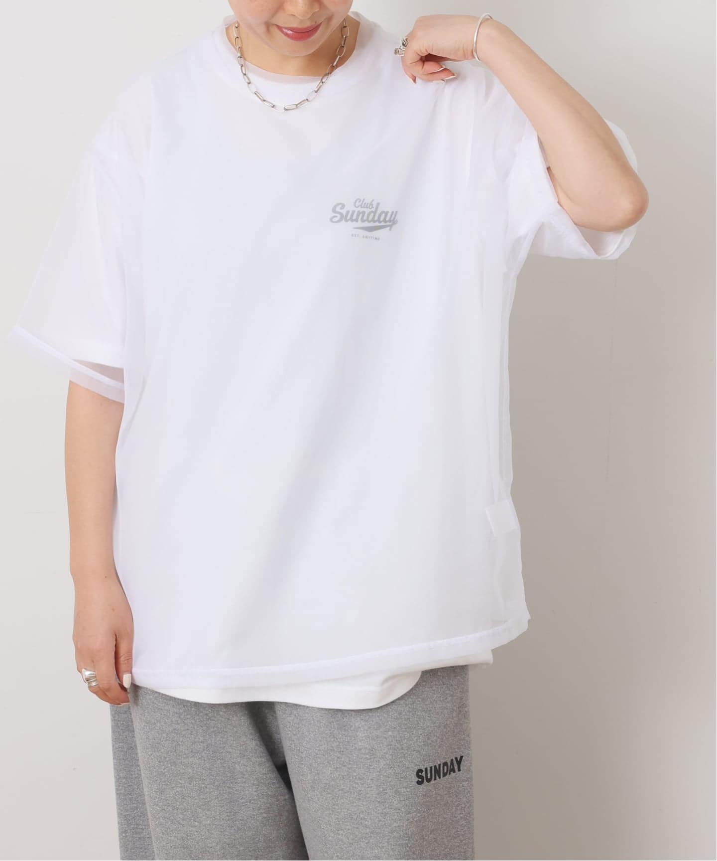SUNDAY journalstandardluxe シアーTシャツ 予約》SUNDAY Sheer Tシャツ（Tシャツ／カットソー）｜journal