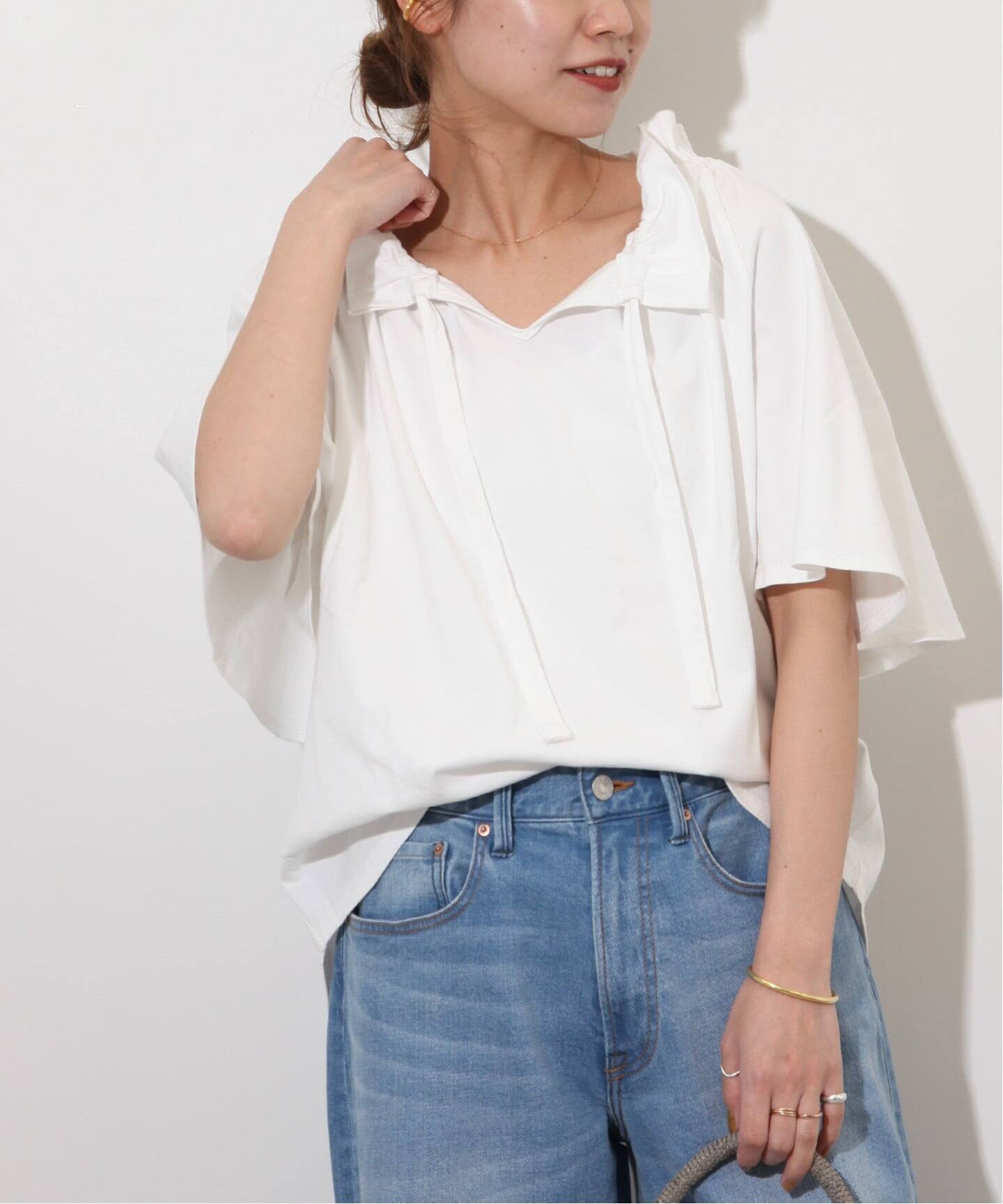 ジャーナルスタンダードレリューム　フリルリボンTシャツ　ホワイト WEB限定追加》フリルリボンTシャツ（Tシャツ／カットソー）｜JOURNAL