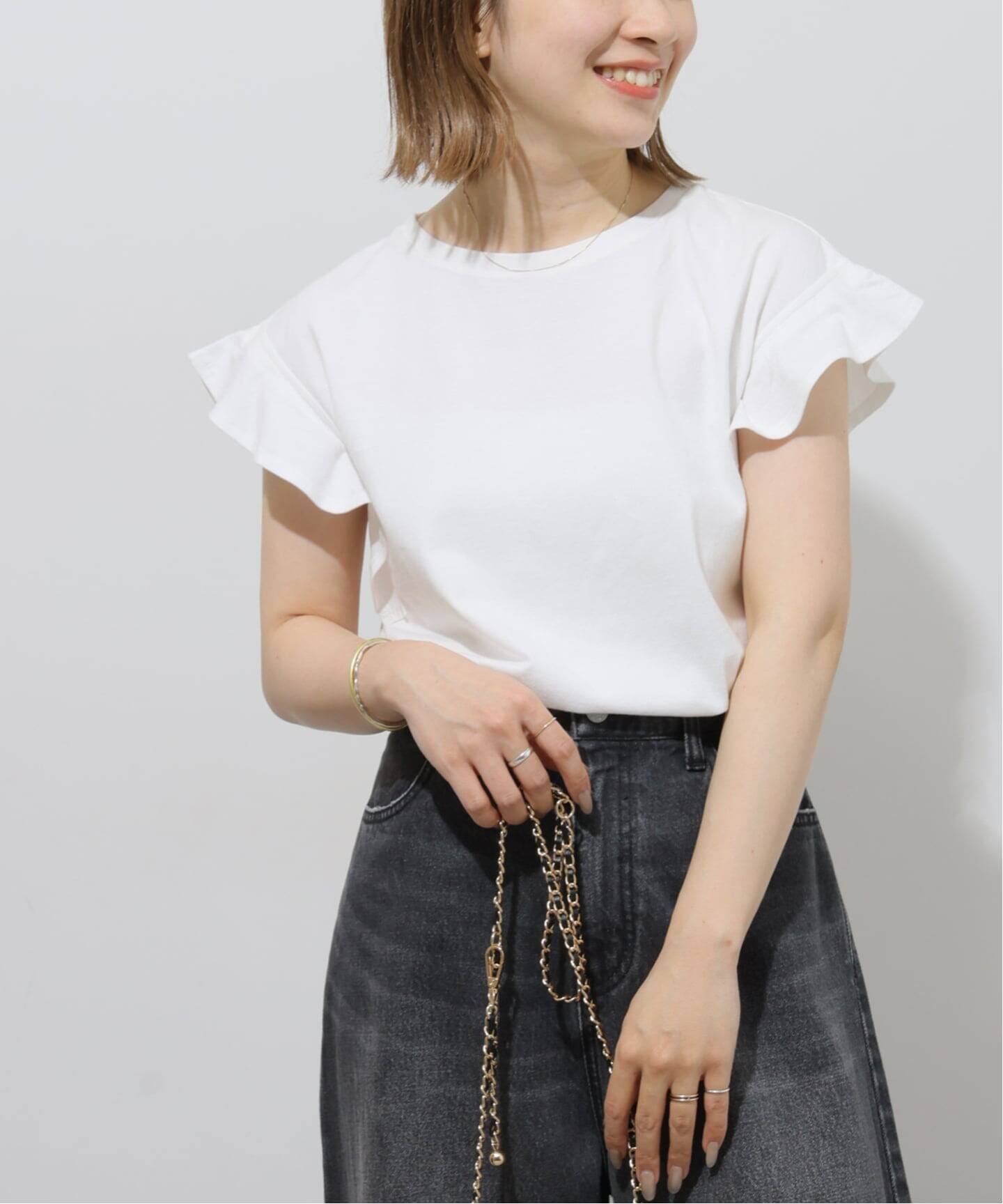 WEB限定追加2》フリルスリーブTシャツ（Tシャツ／カットソー 