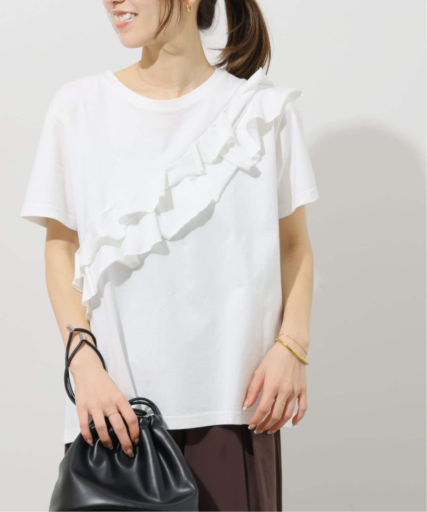 WEB限定追加2》アシンメトリーフリルTEE（Tシャツ／カットソー