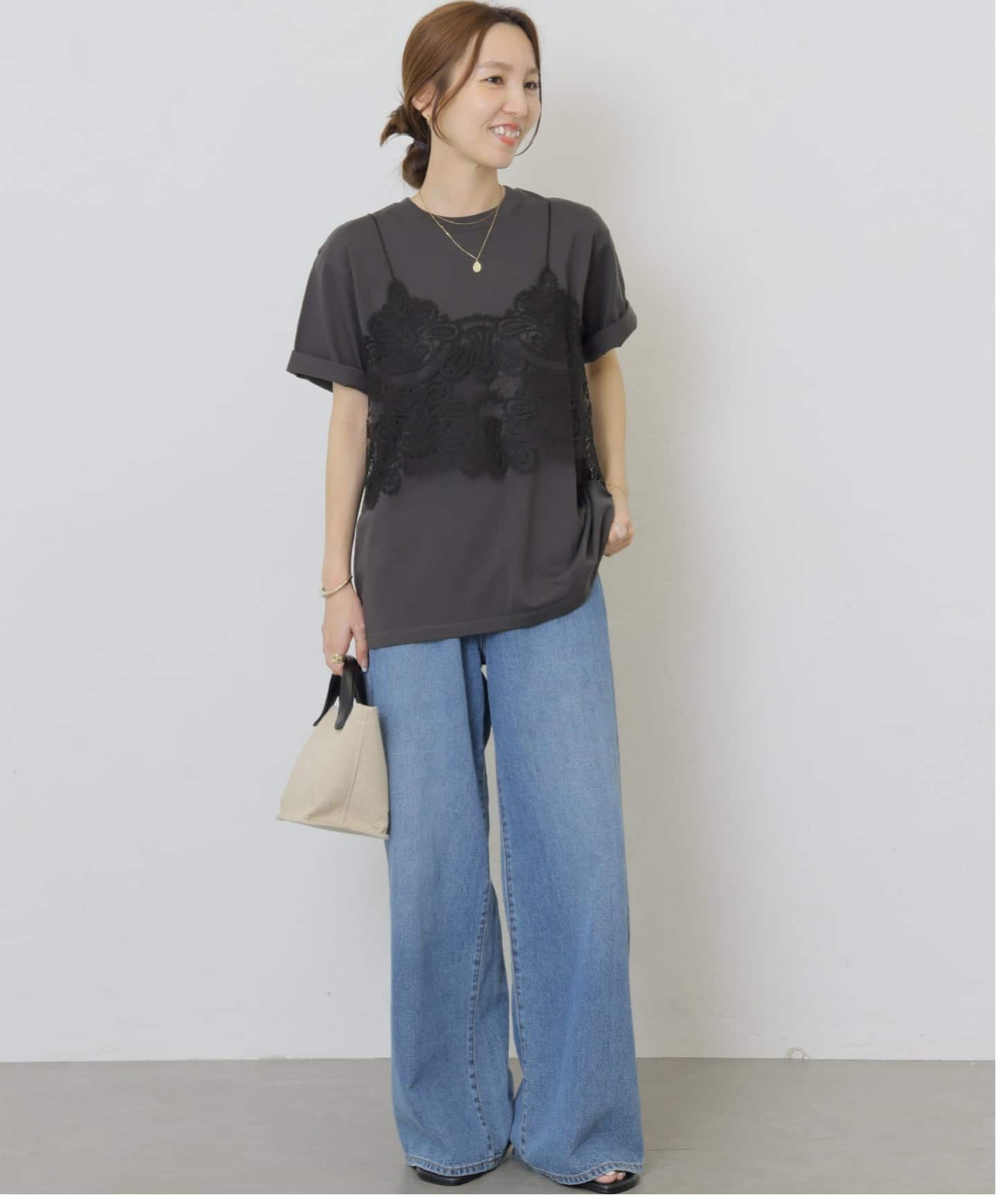 JOURNAL STANDARD relumeレーシービスチェセットTEEグレー 2枚セット》レーシービスチェセットTEE（Tシャツ／カットソー
