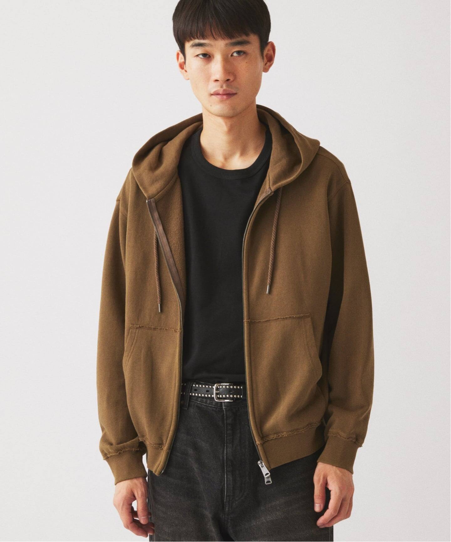 ピグメント ラフカット スウェット ジップパーカー（パーカー 