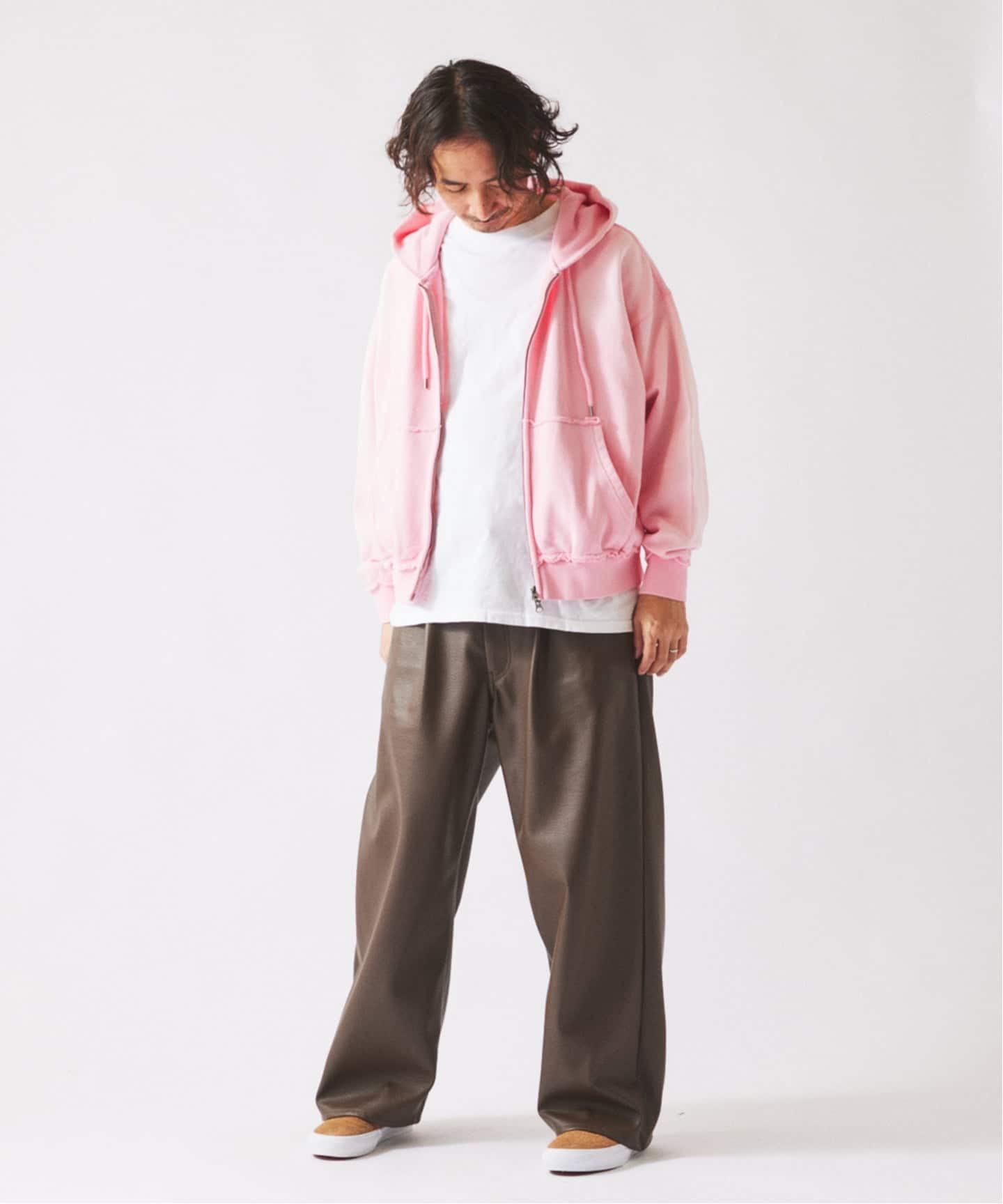 youngersong ジップパーカー ピンク 💚NEWロゴアイテム💚 【yung logo chain stitch zip hoodie】 𝘀𝗶𝘇𝗲