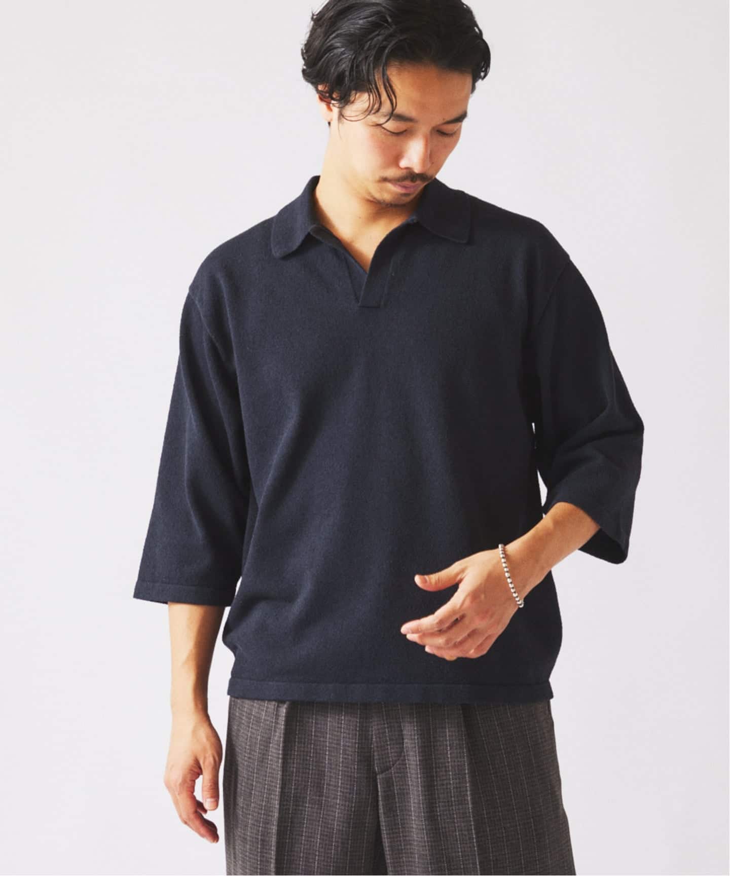 ウォッシャブル ブークレニット スキッパー ポロシャツ（Tシャツ